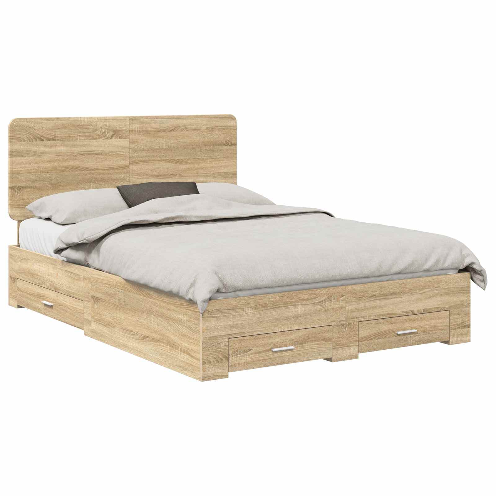 vidaXL Estrutura da Cama com cabeceira Carvalho Sonoma 150 x 200 cm