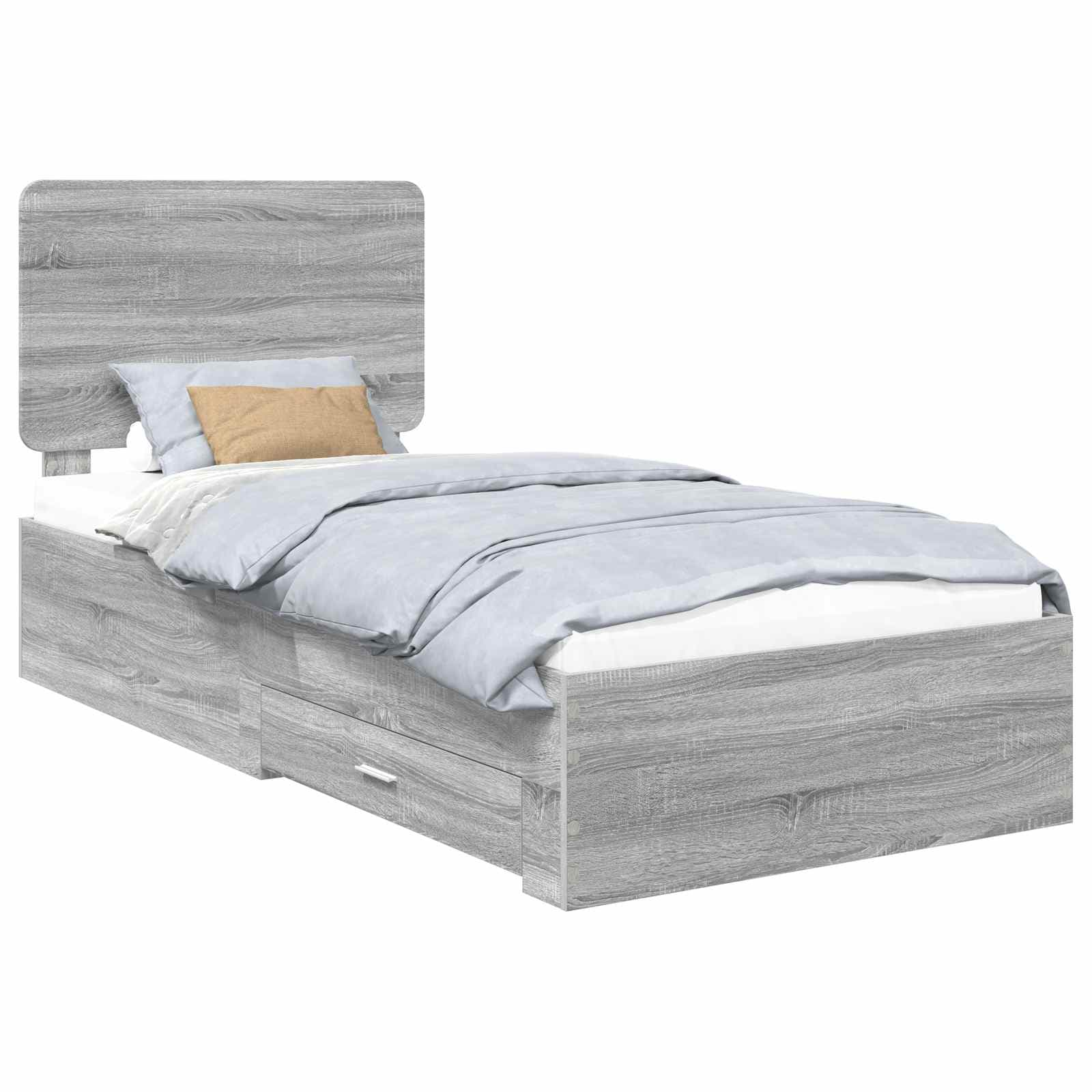 vidaXL Estrutura da Cama Cinza Sonoma 90 x 190 cm Madeira processada