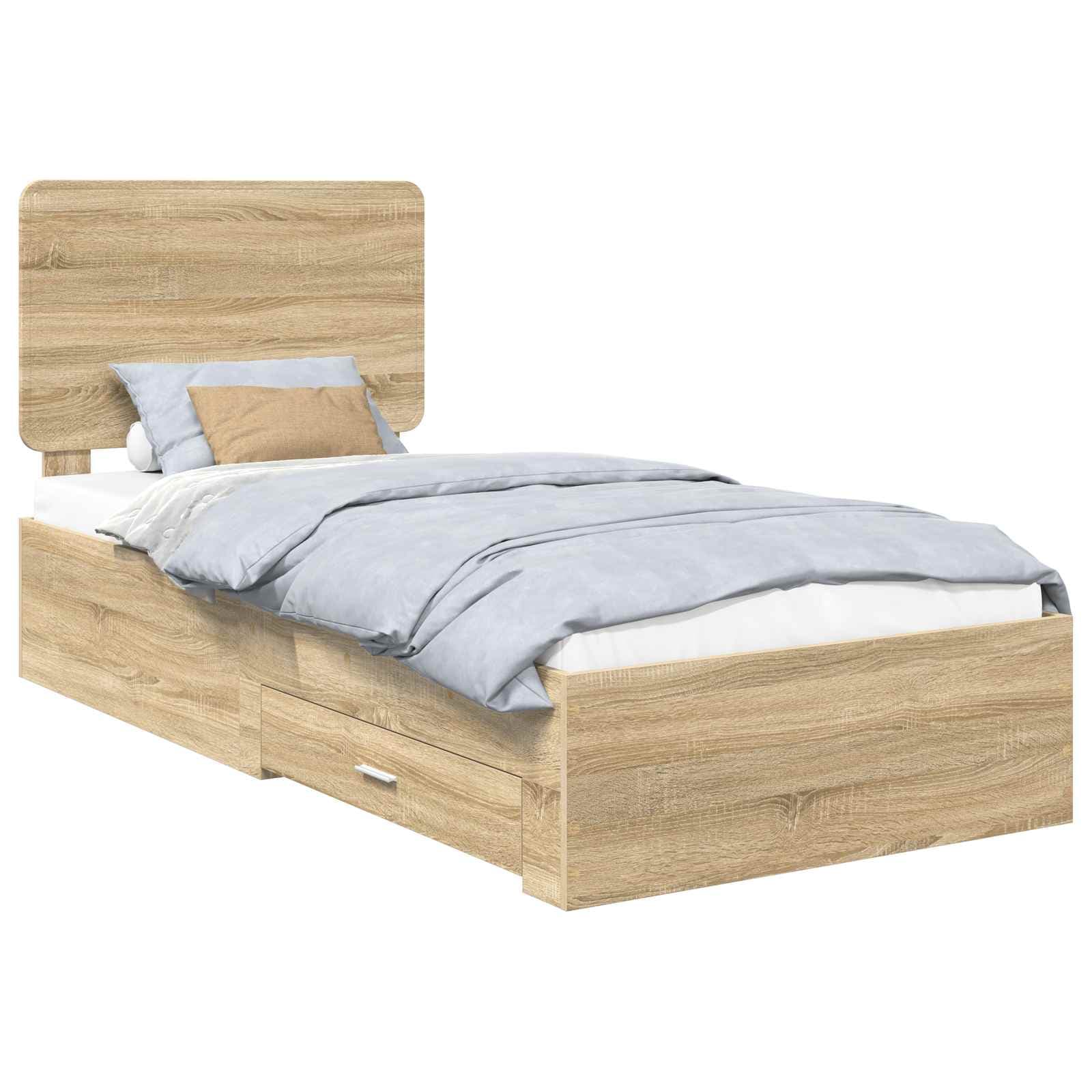 vidaXL Estrutura da Cama com cabeceira Carvalho Sonoma 75 x 190 cm