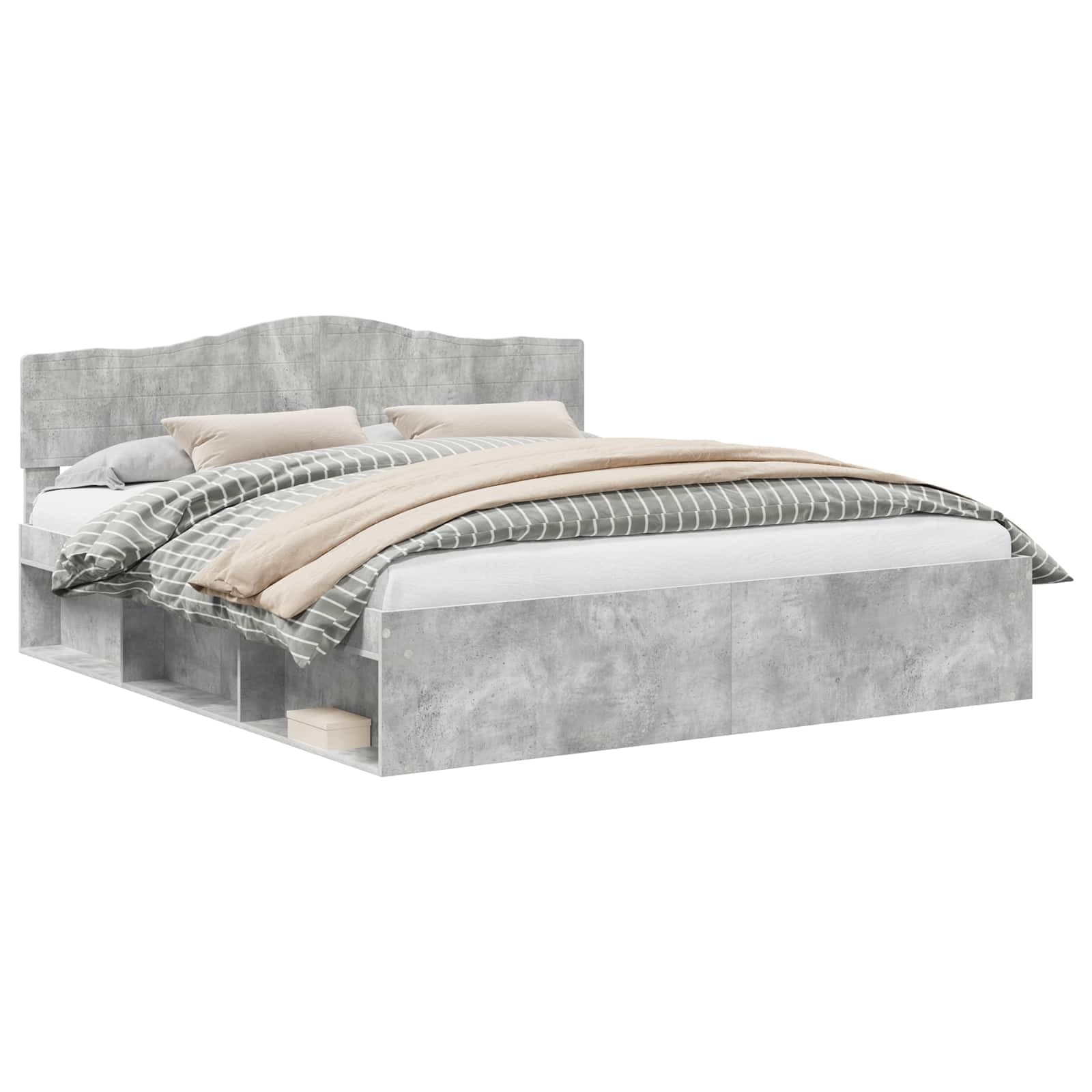 vidaXL Estrutura da Cama com cabeceira Concreto 180 x 200 cm