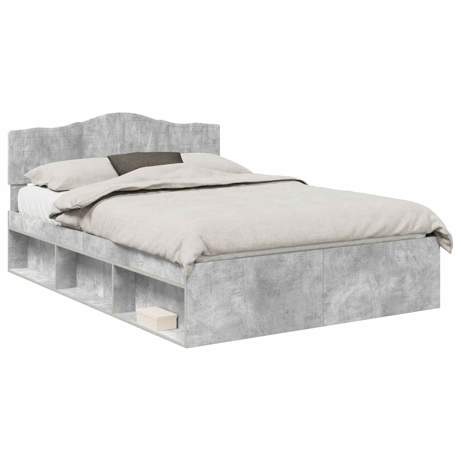 vidaXL Estrutura da Cama com cabeceira Concreto 160 x 200 cm