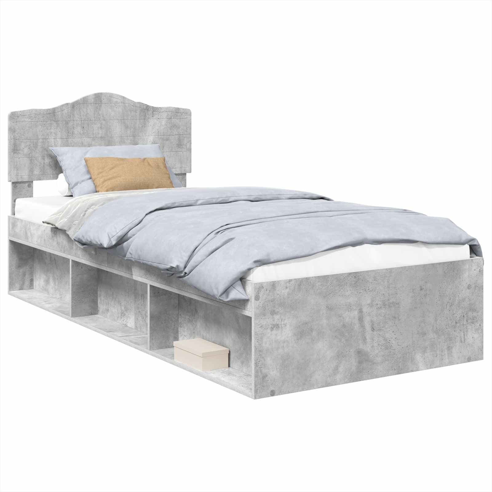 vidaXL Estrutura da Cama com cabeceira Cinza Concreto 75 x 190 cm