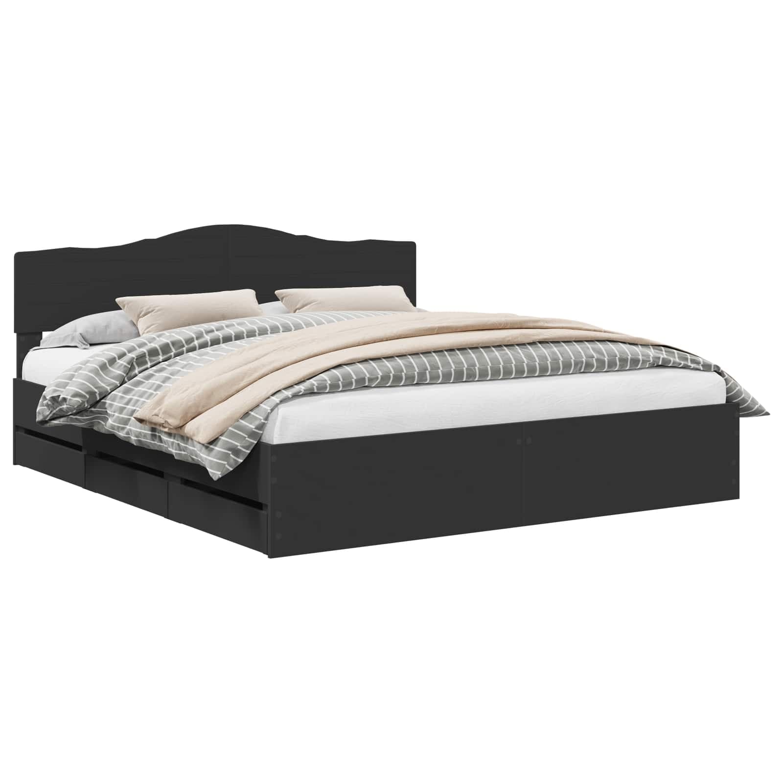 vidaXL Estrutura da Cama Preto 200 x 200 cm Madeira de Engenharia
