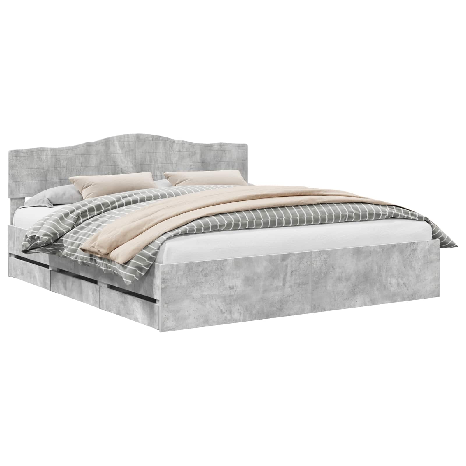 vidaXL Estrutura da Cama Cinzento 200 x 200 cm Madeira de Engenharia