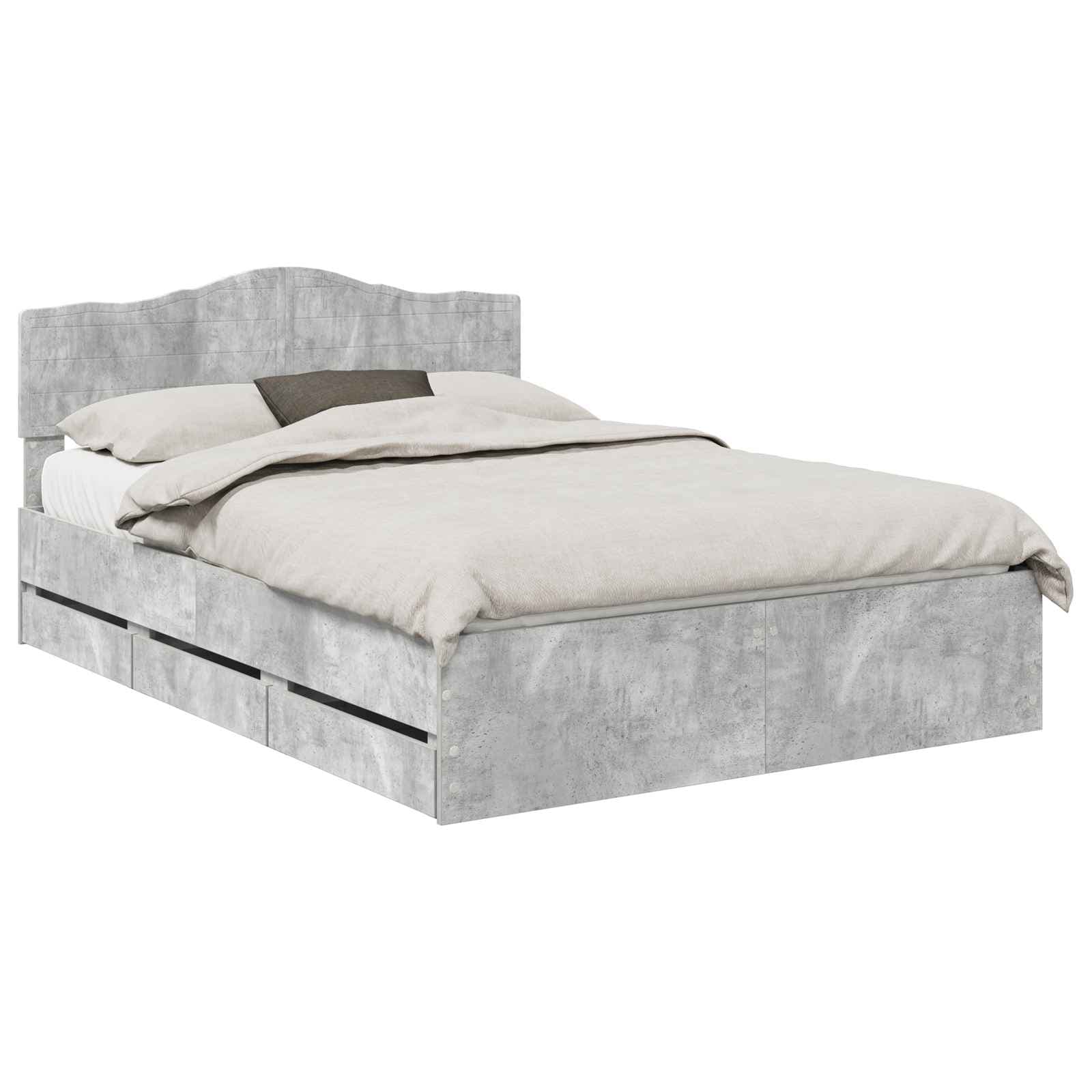 vidaXL Estrutura da Cama Cinzento 140 x 200 cm Madeira de Engenharia