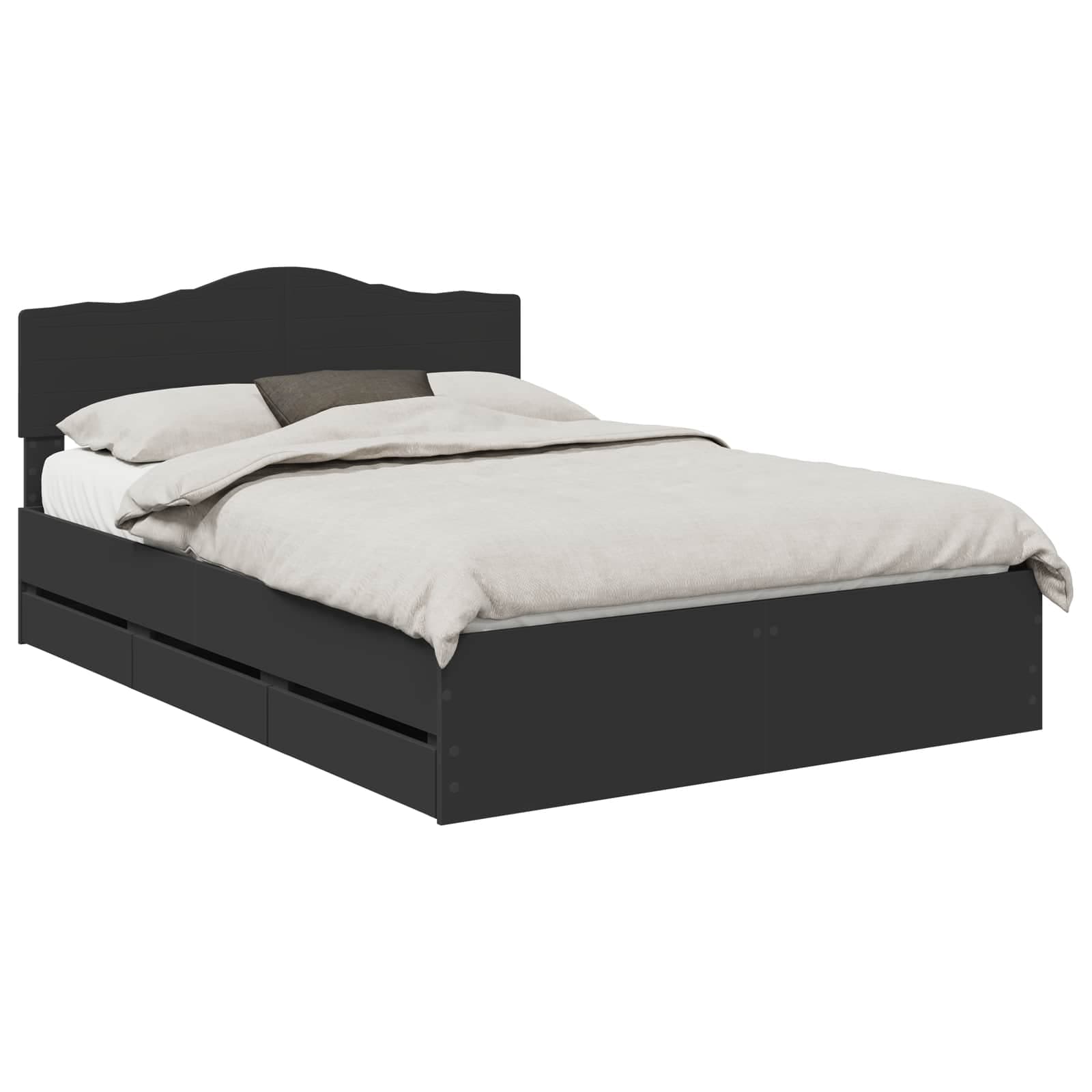 vidaXL Estrutura da Cama Preto 140 x 190 cm Madeira de Engenharia