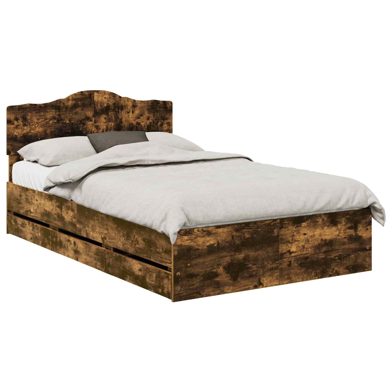 vidaXL Estrutura da Cama com gaveta Carvalho Defumado 120 x 190 cm