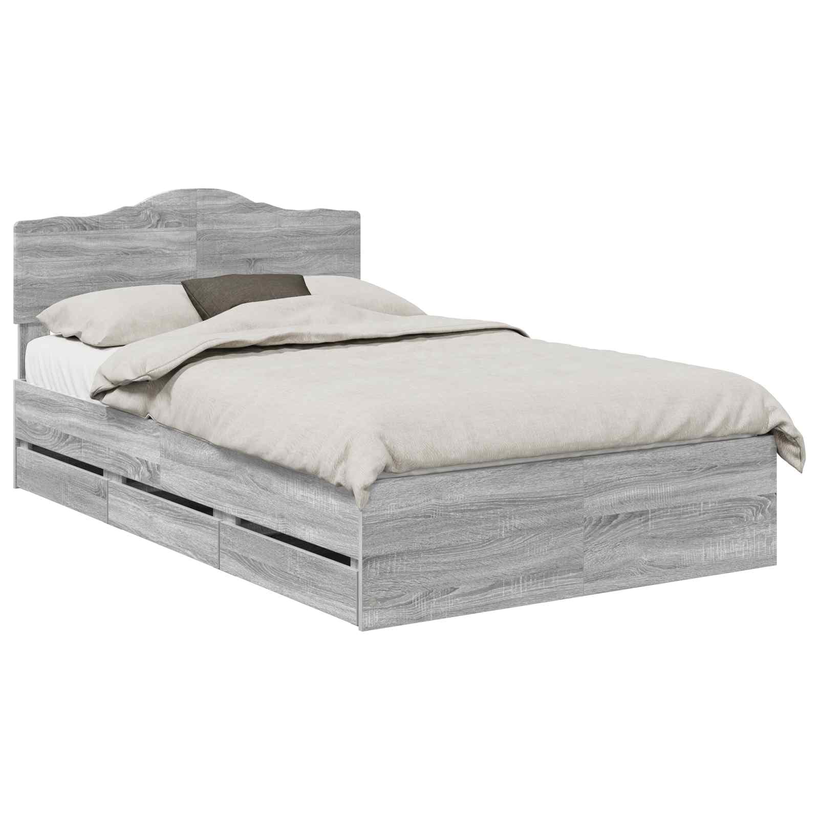vidaXL Estrutura da Cama com gaveta Cinza Sonoma 120 x 190 cm