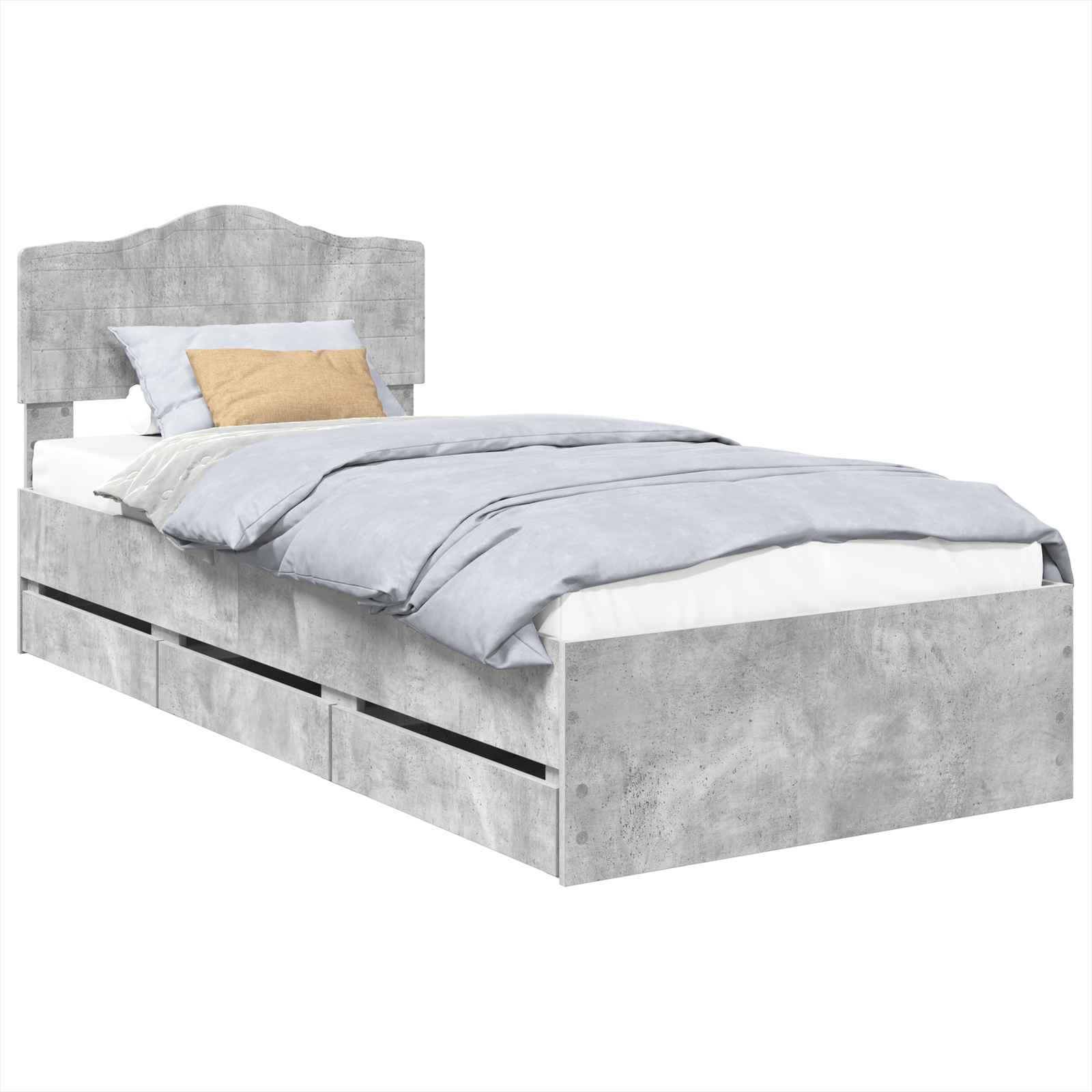 vidaXL Estrutura da Cama Cinzento 90 x 190 cm Madeira de Engenharia
