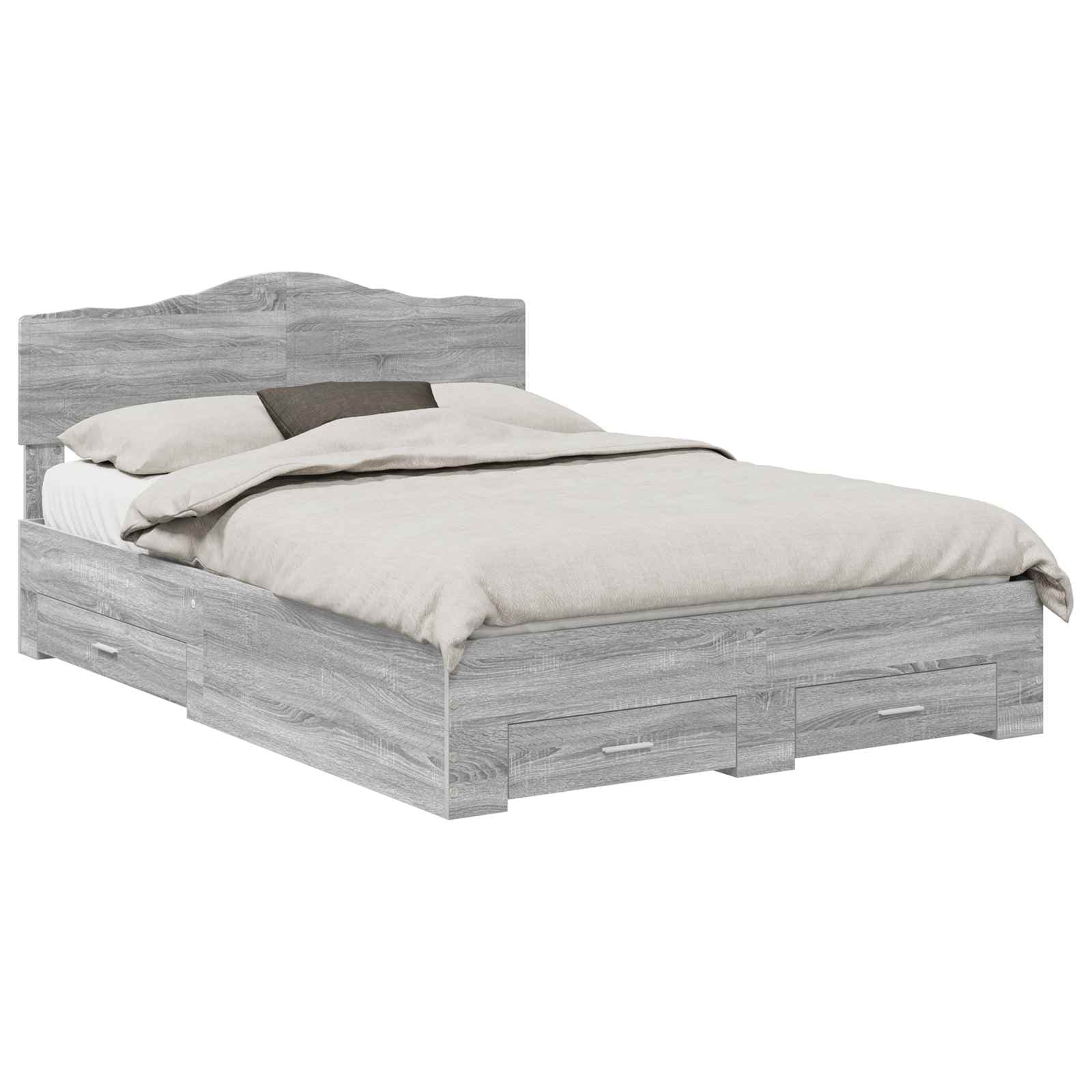 vidaXL Estrutura da Cama Cinza Sonoma 160 x 200 cm Madeira processada
