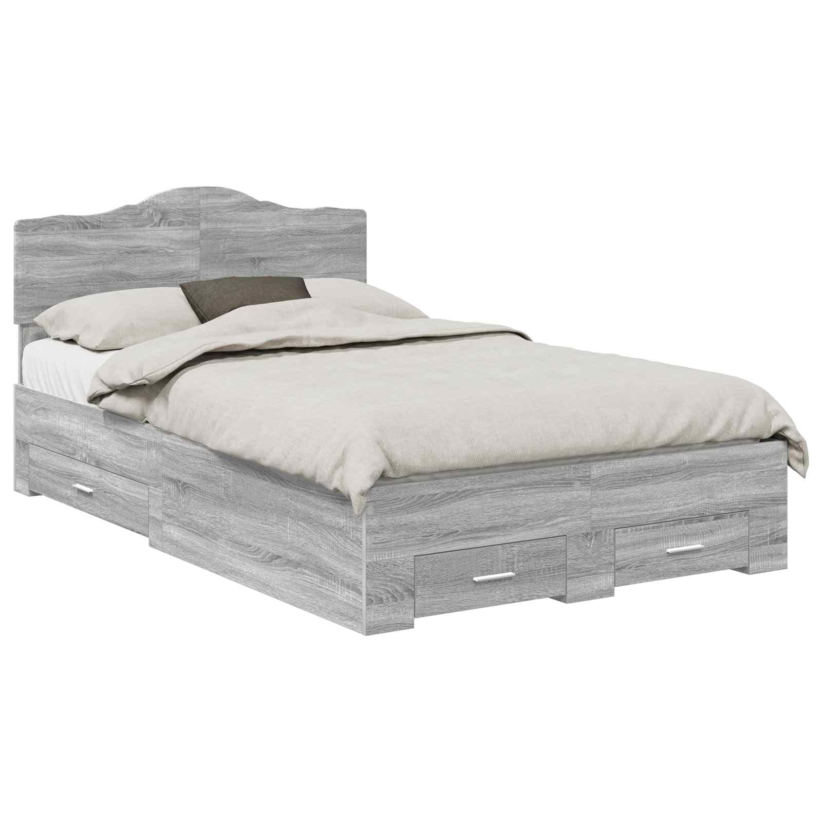 vidaXL Estrutura da Cama Cinza Sonoma 135 x 190 cm Madeira processada