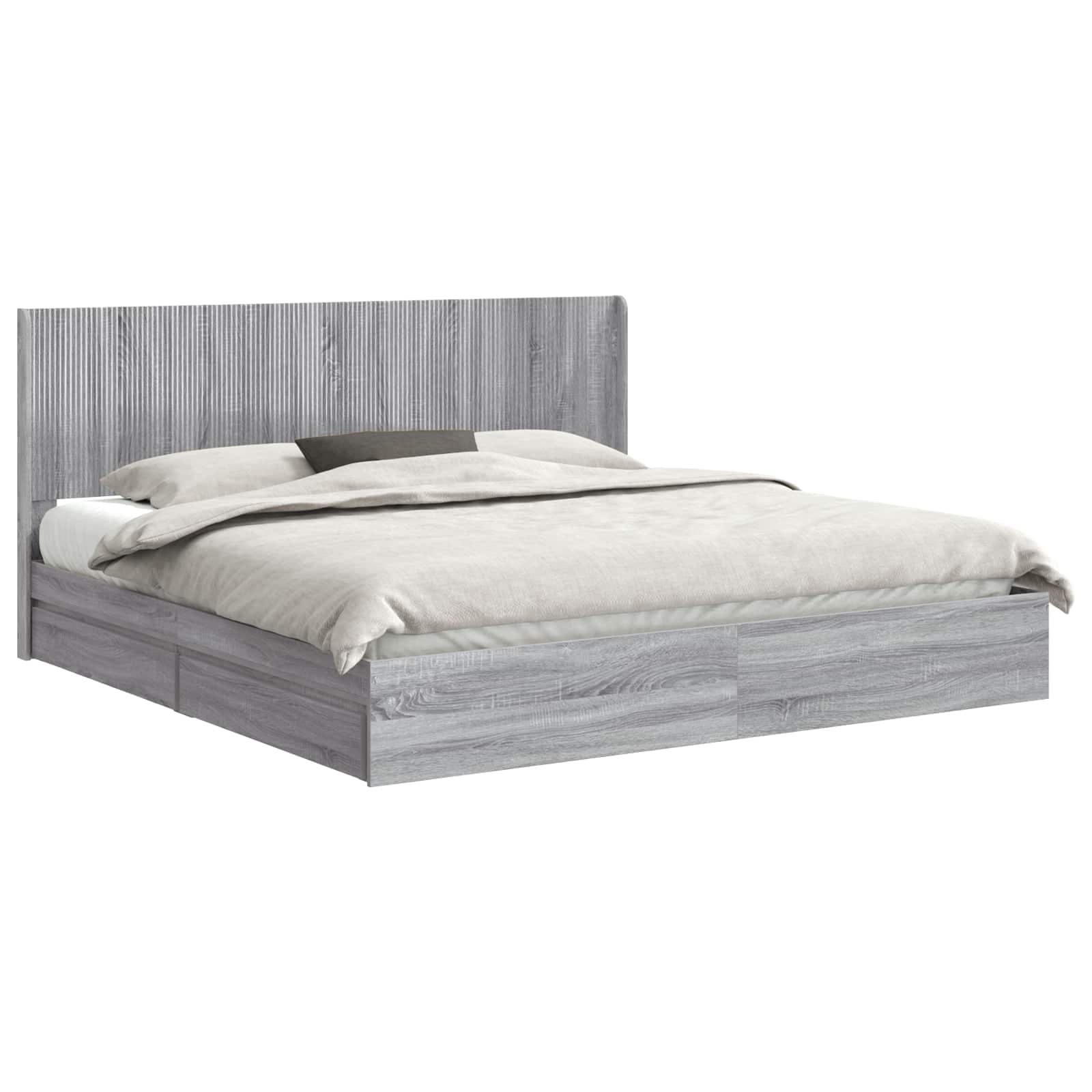 vidaXL Estrutura de Cama com Armazenamento e Cabeceira Sonoma Cinzento