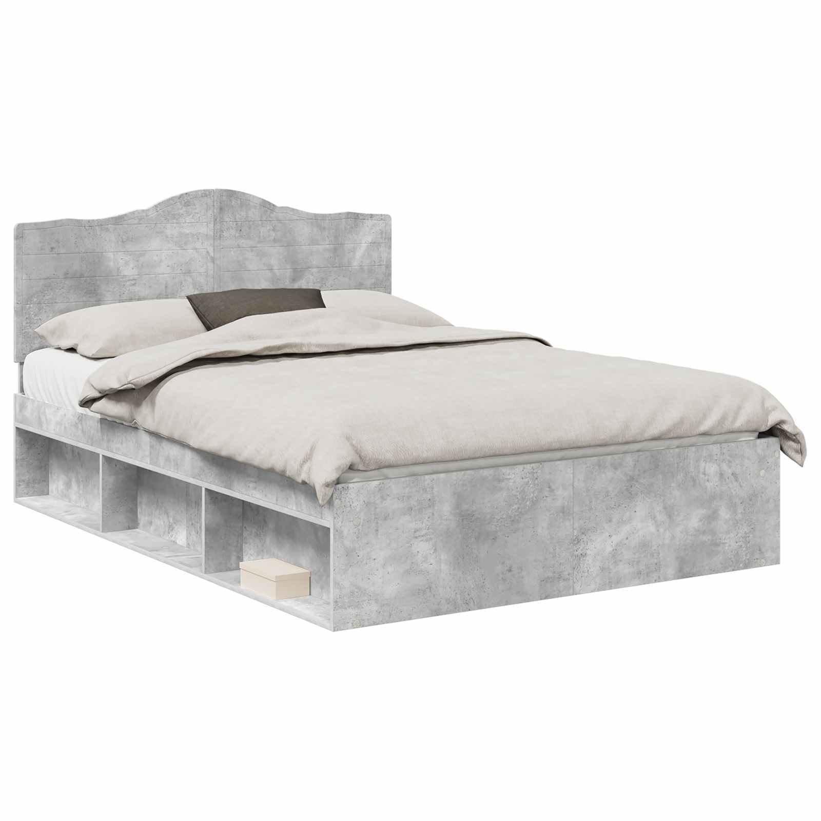 vidaXL Estrutura da Cama com cabeceira Concreto 160 x 200 cm