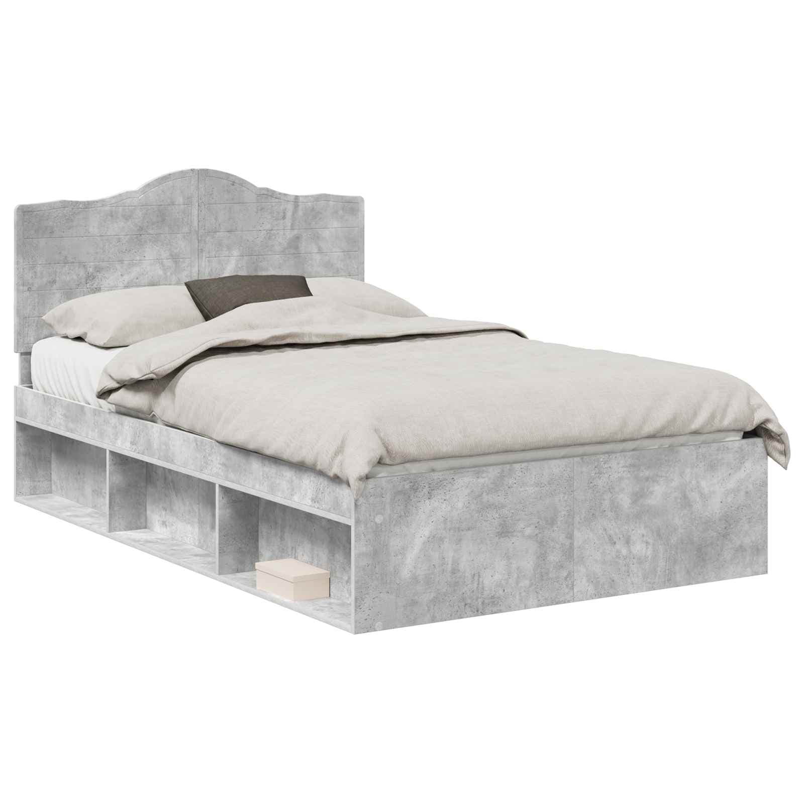 vidaXL Estrutura da Cama com cabeceira Concreto 120 x 200 cm