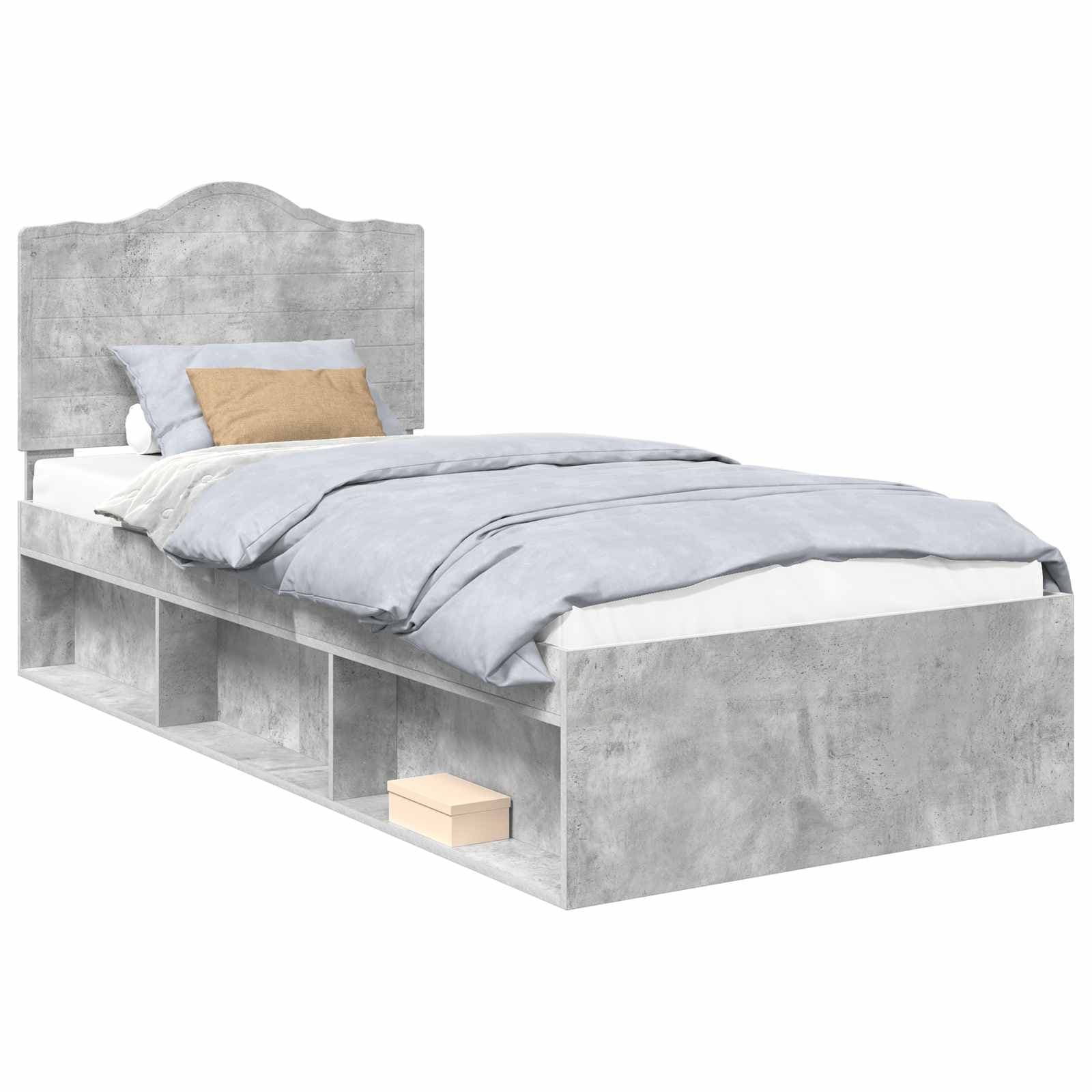 vidaXL Estrutura da Cama com cabeceira Concreto 90 x 200 cm