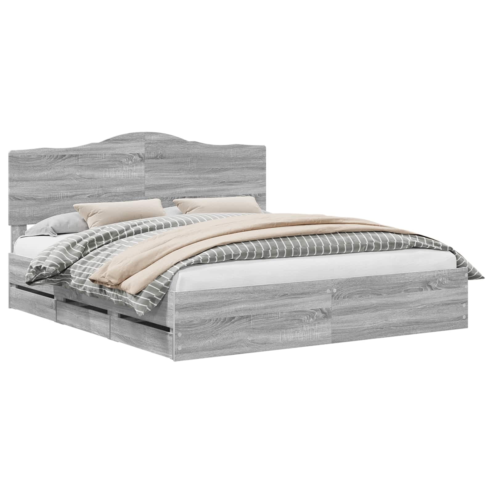 vidaXL Estrutura da Cama com gaveta Sonoma Cinzento 180 x 200 cm