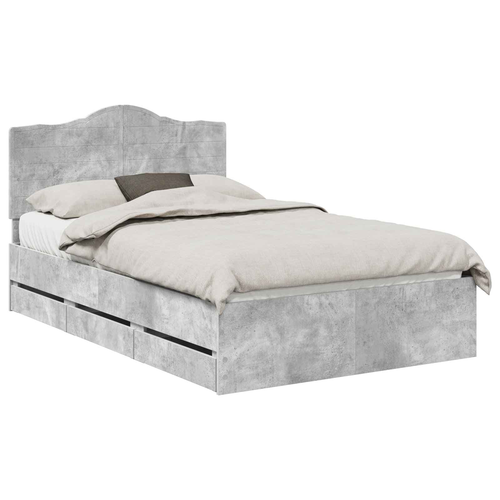 vidaXL Estrutura da Cama com gaveta Cinzento Concreto 135 x 190 cm