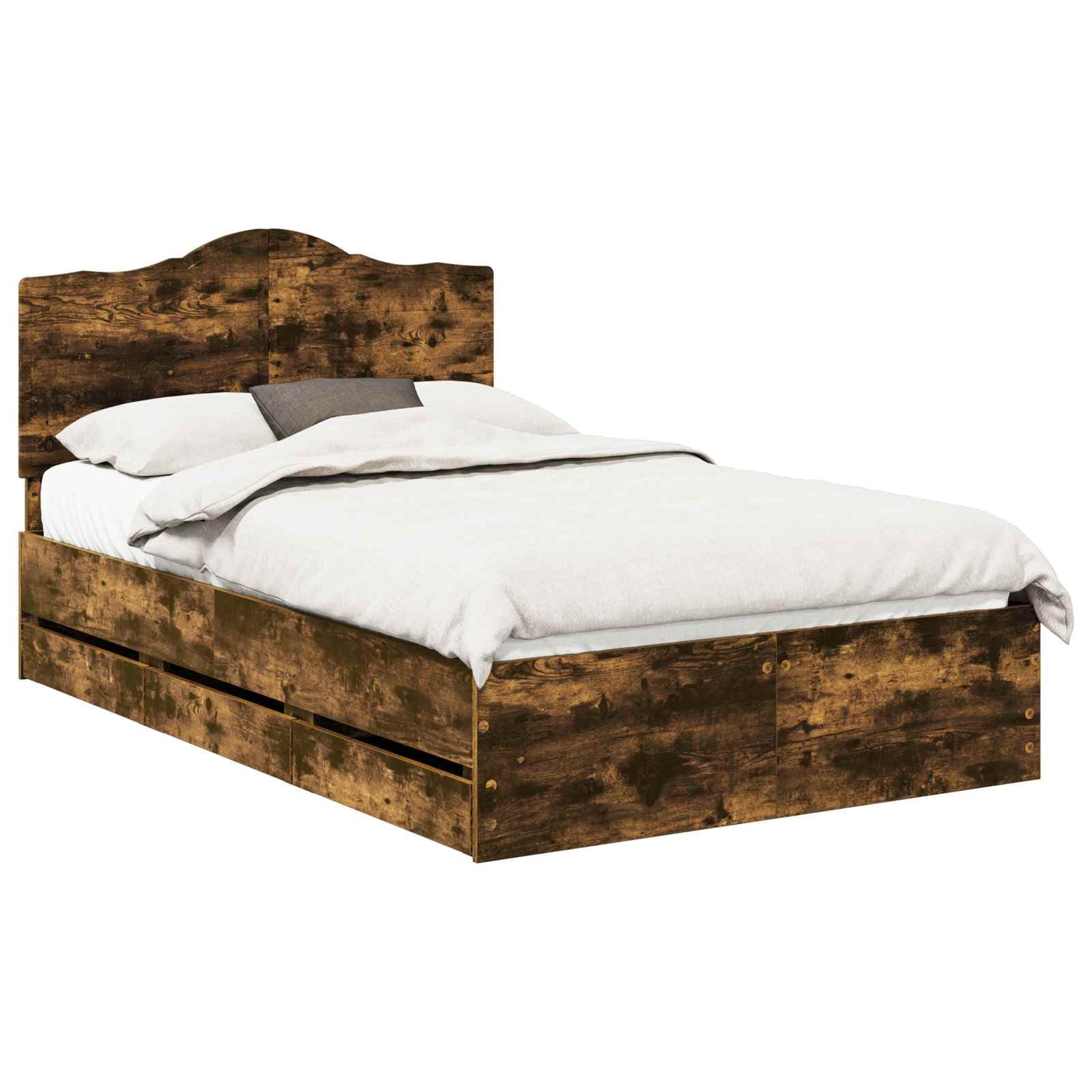 vidaXL Estrutura da Cama com gaveta Carvalho Fumado 135 x 190 cm