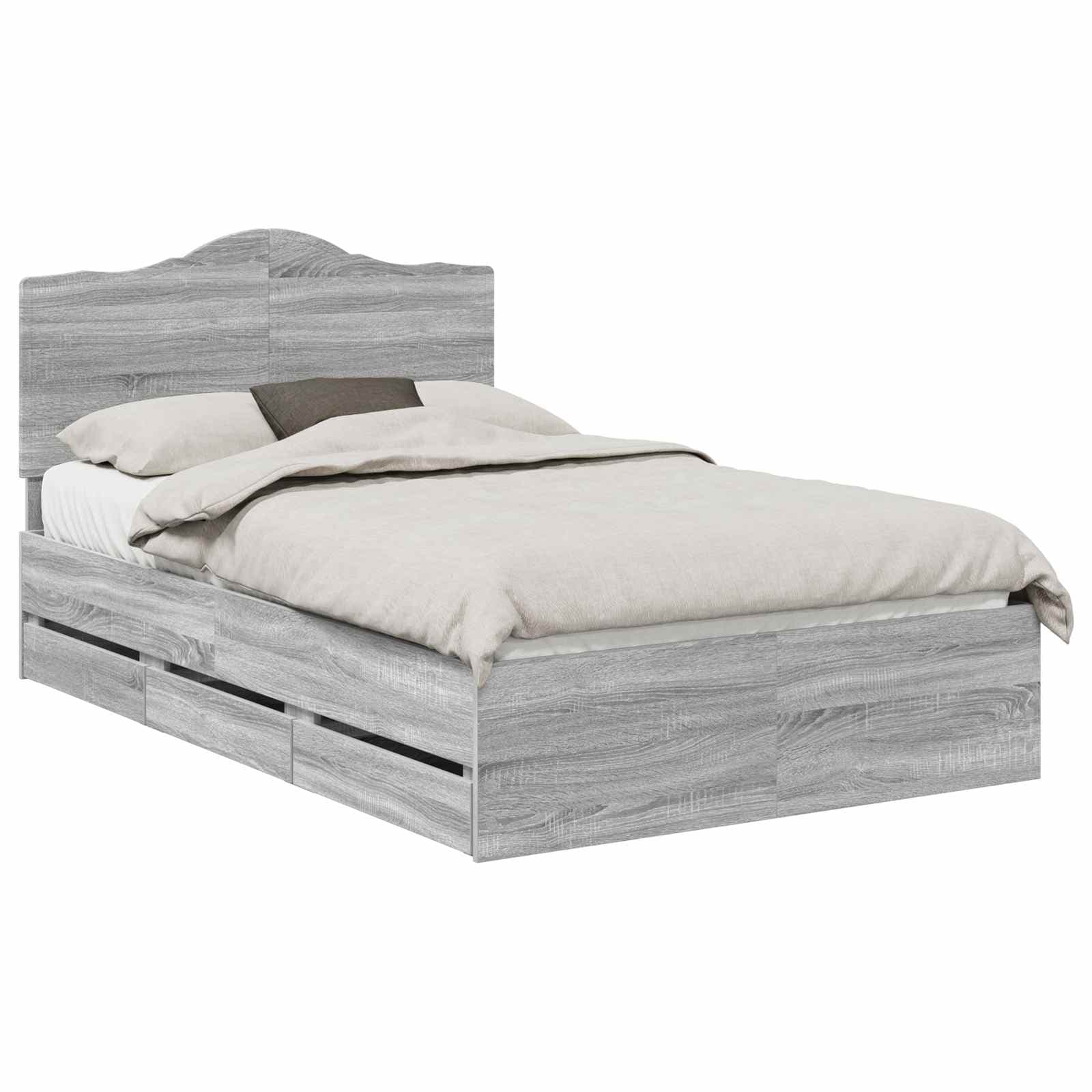 vidaXL Estrutura da Cama com gaveta Sonoma cinza 120 x 200 cm