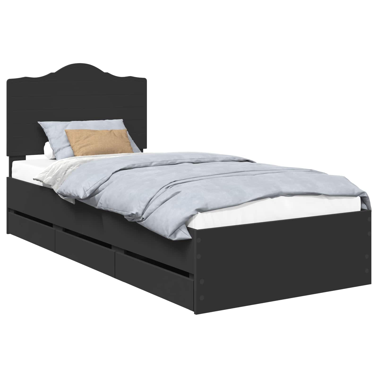 vidaXL Estrutura da Cama Preto 100 x 200 cm Madeira de Engenharia