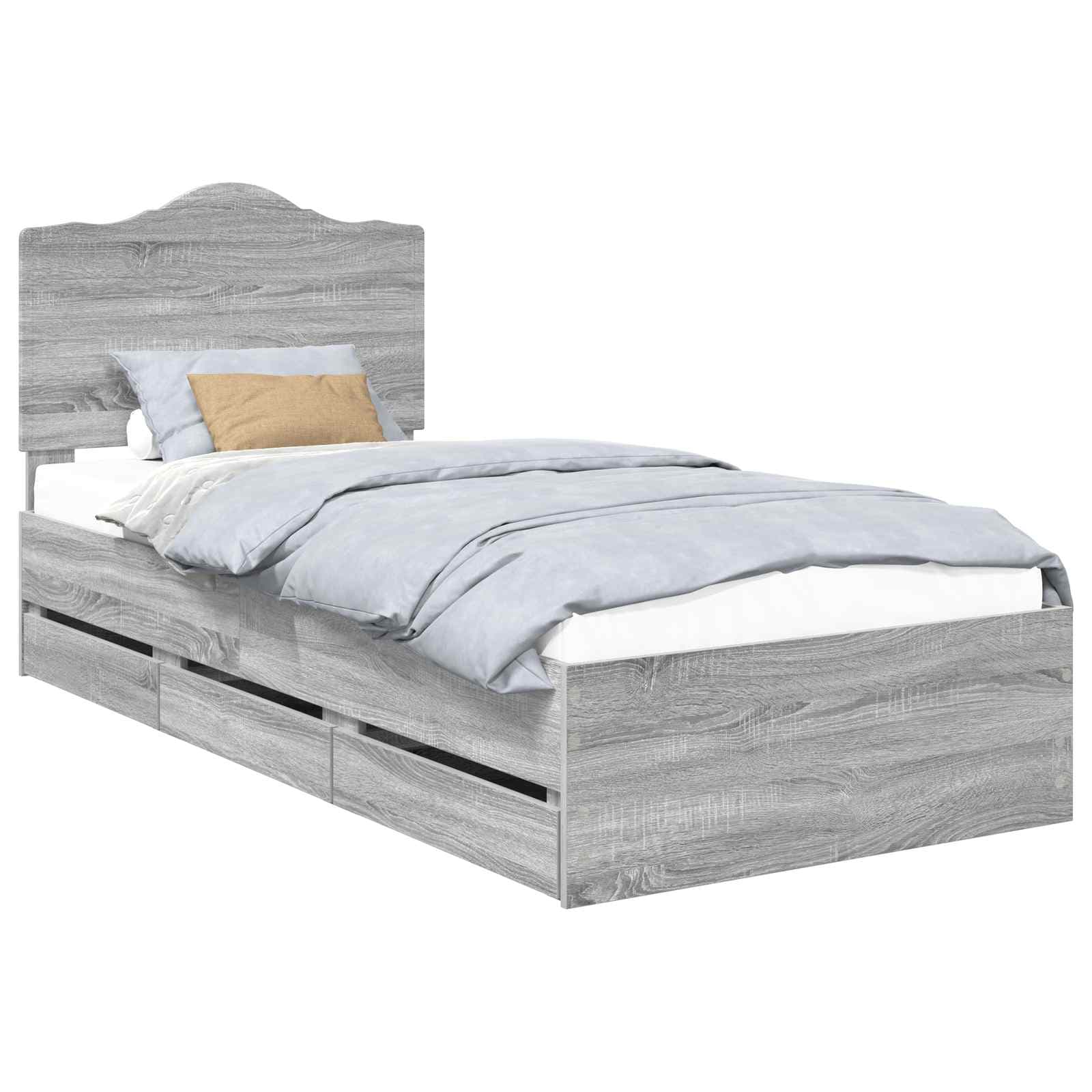 vidaXL Estrutura da Cama com gaveta Sonoma cinza 75 x 190 cm