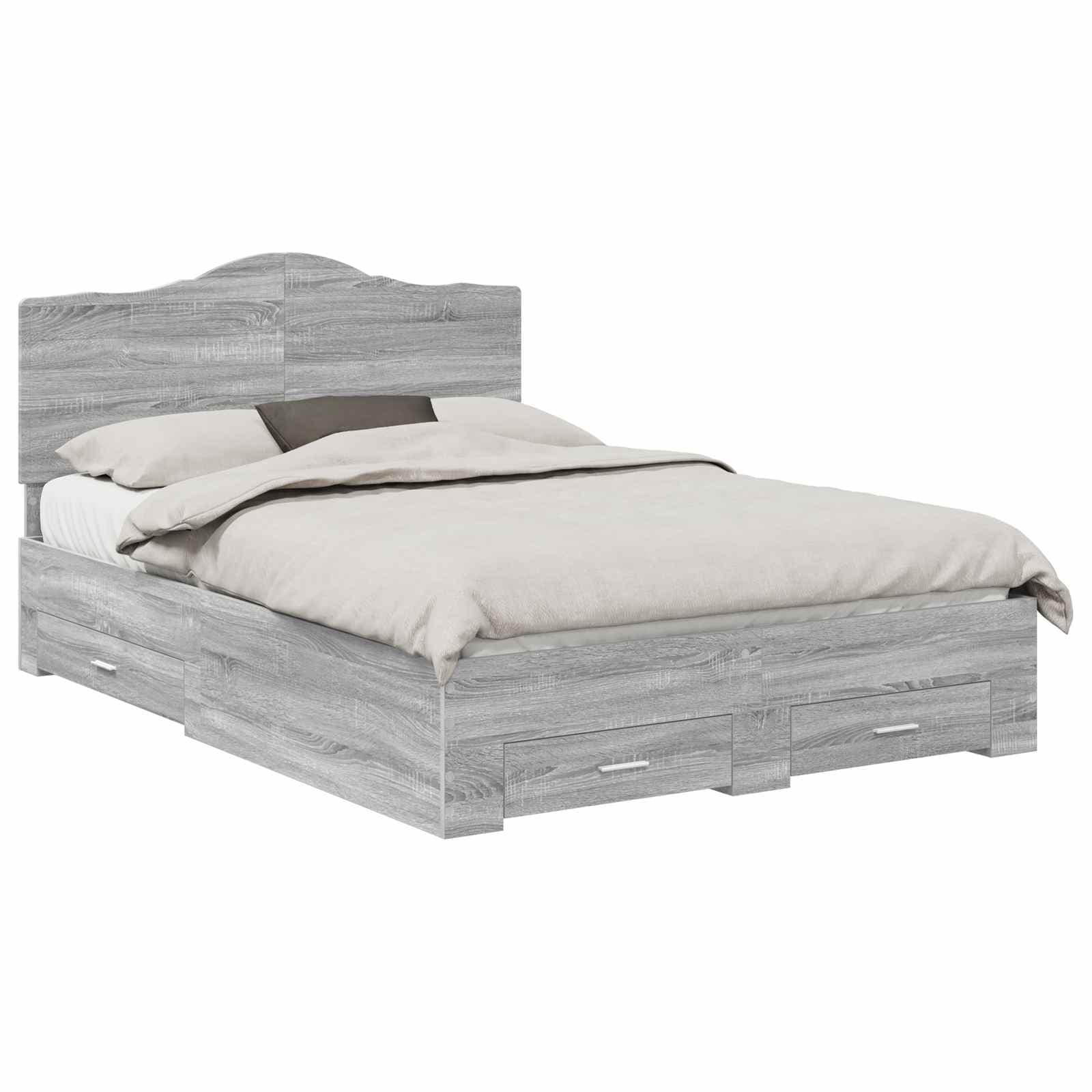 vidaXL Estrutura da Cama Cinza Sonoma 150 x 200 cm Madeira processada