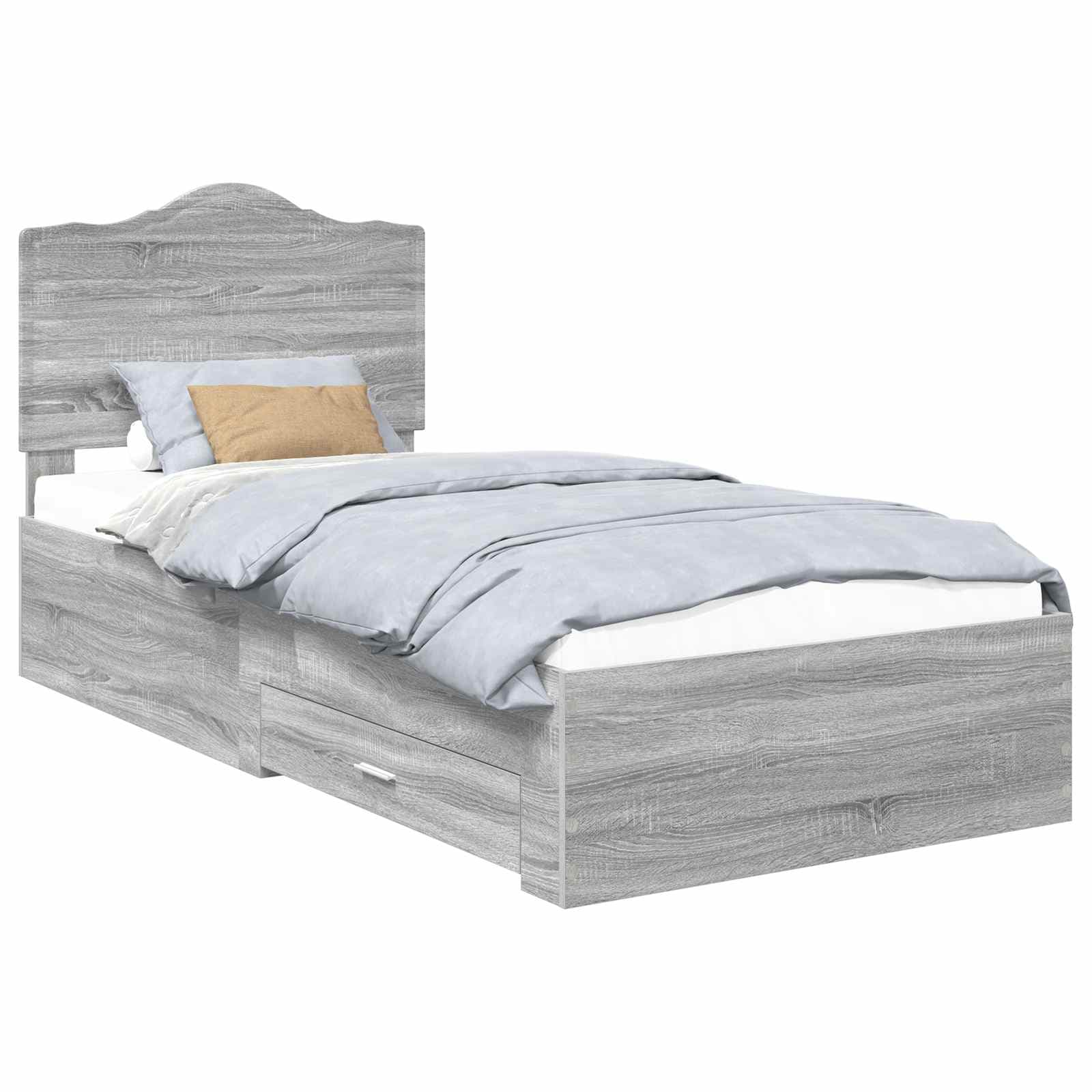 vidaXL Estrutura da Cama Cinza Sonoma 100 x 200 cm Madeira processada