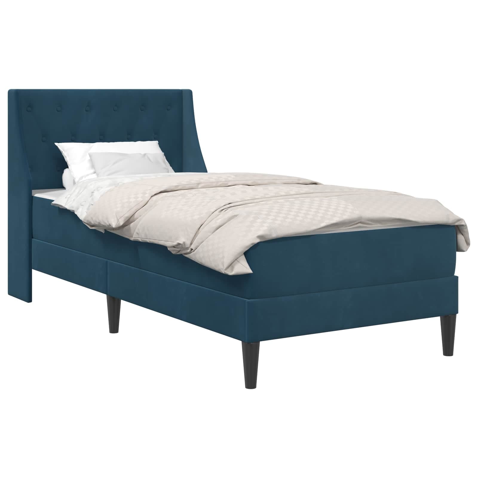 vidaXL Estrutura de cama com colchão Azul 100 x 200 cm Veludo