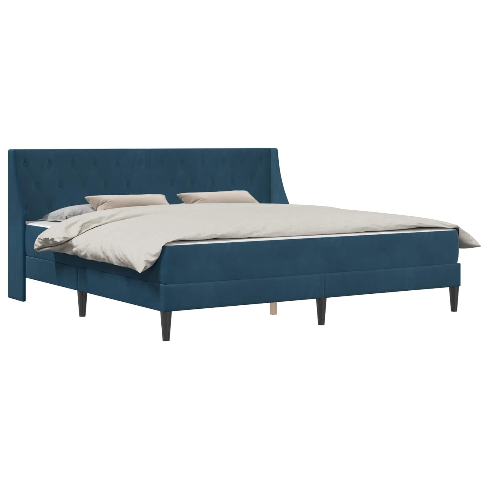 vidaXL Estrutura de cama com colchão Azul 200 x 200 cm Veludo