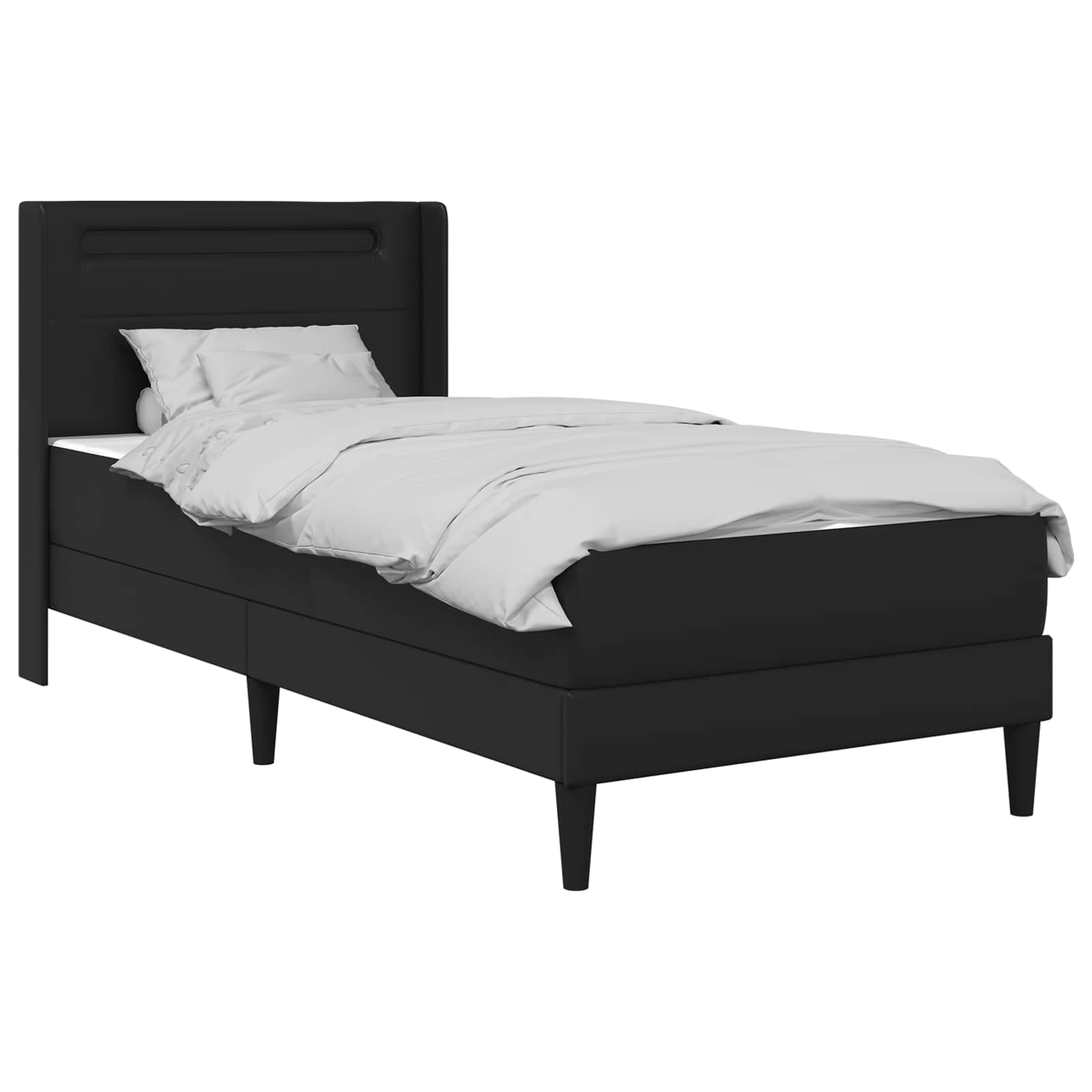 vidaXL Estrutura de cama com colchão Preto 90 x 200 cm Couro Sintético