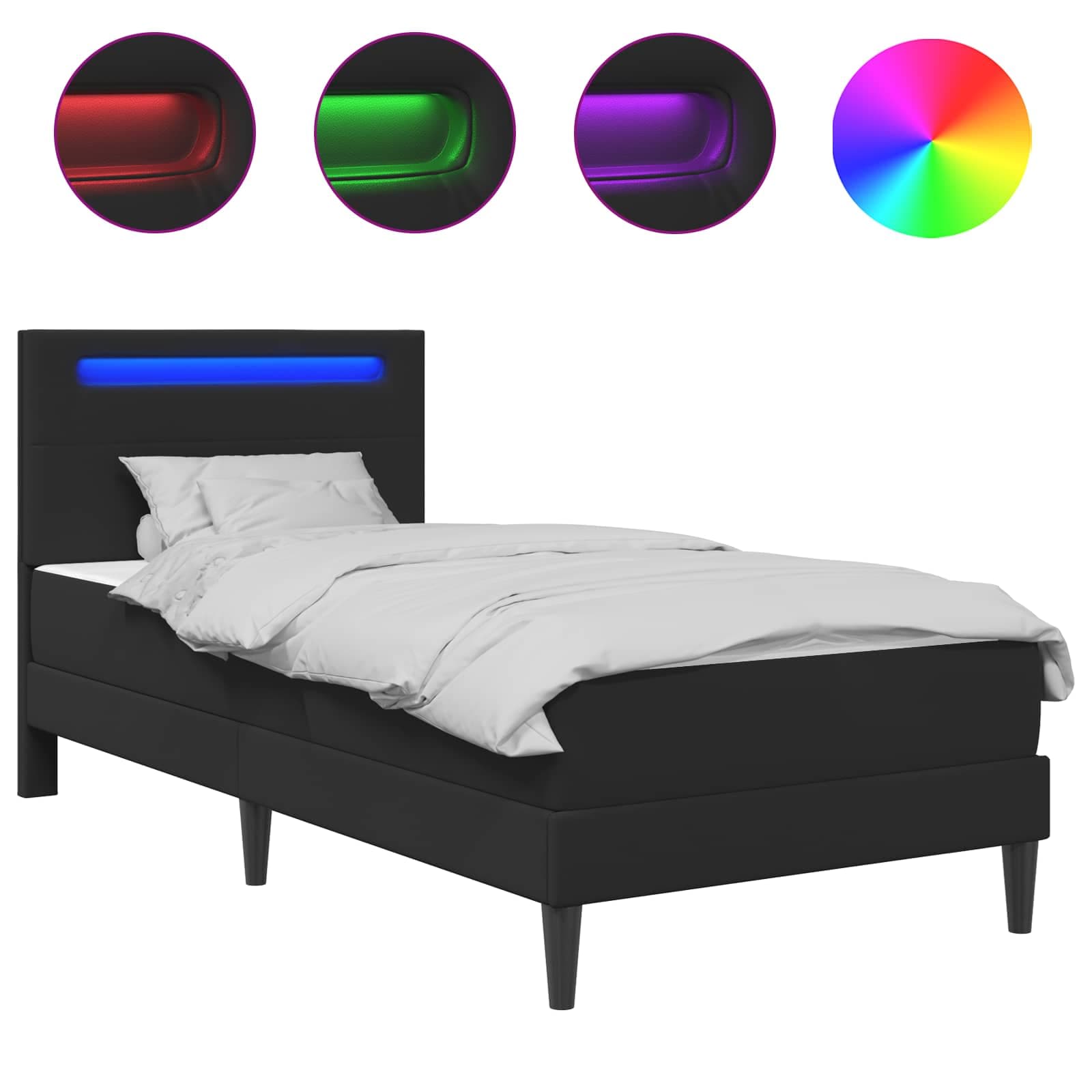 vidaXL Estrutura da Cama Preto 100 x 200 cm Couro Sintético