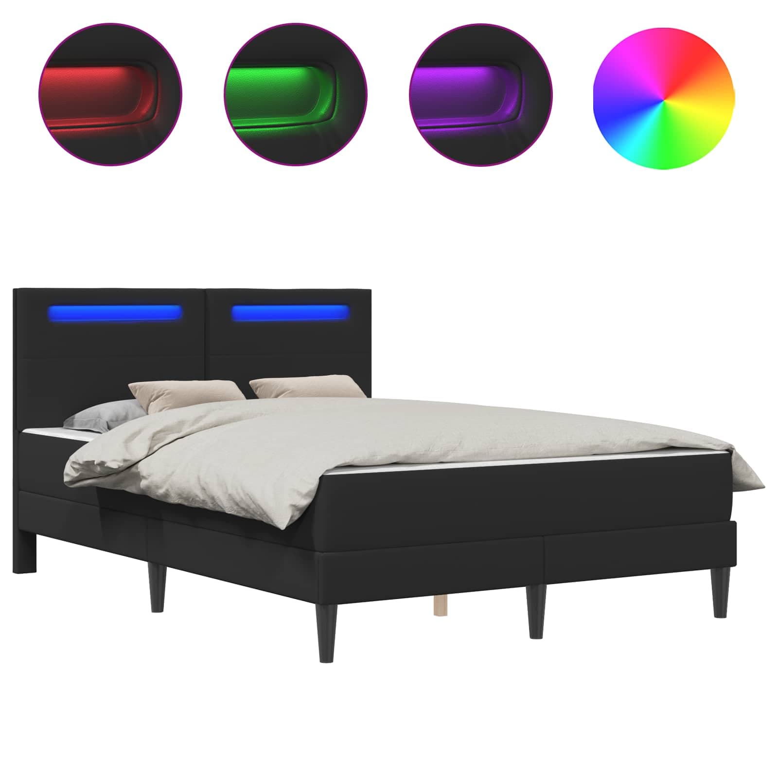 vidaXL Estrutura da Cama Preto 140 x 190 cm Couro Sintético