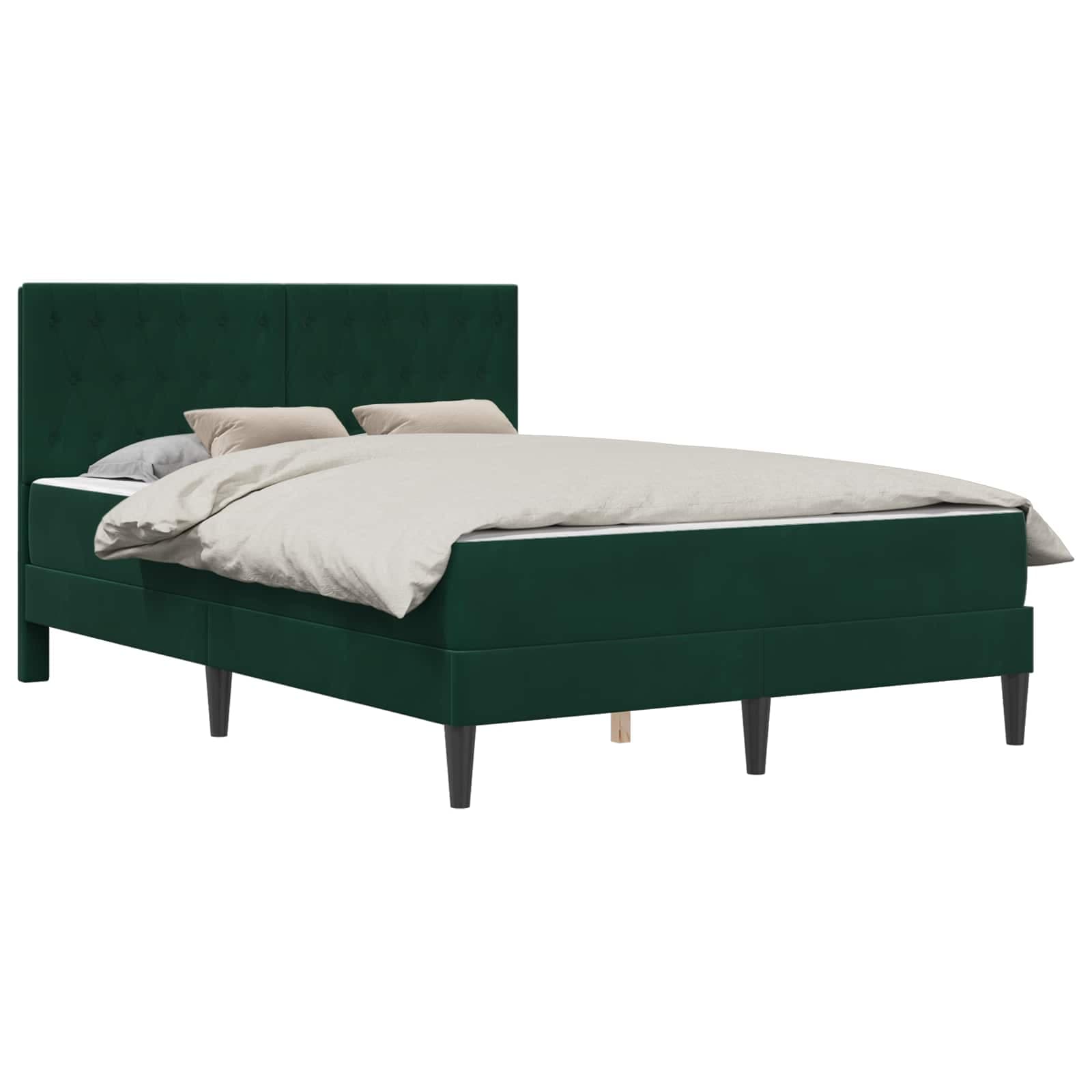 vidaXL Estrutura de cama com colchão Verde Escuro 120 x 190 cm Veludo