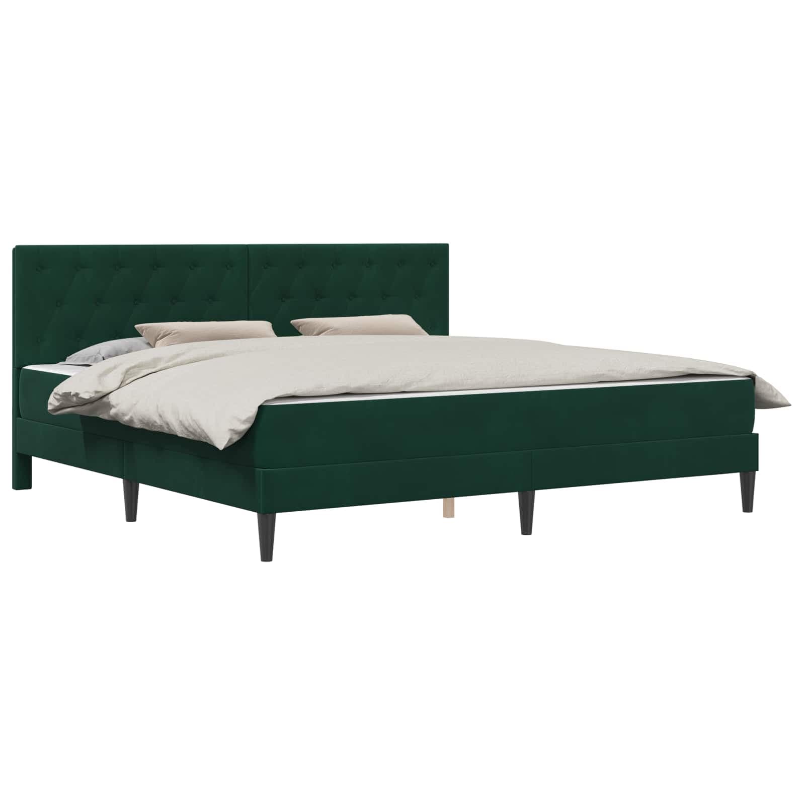 vidaXL Estrutura de cama com colchão Verde Escuro 180 x 200 cm Veludo