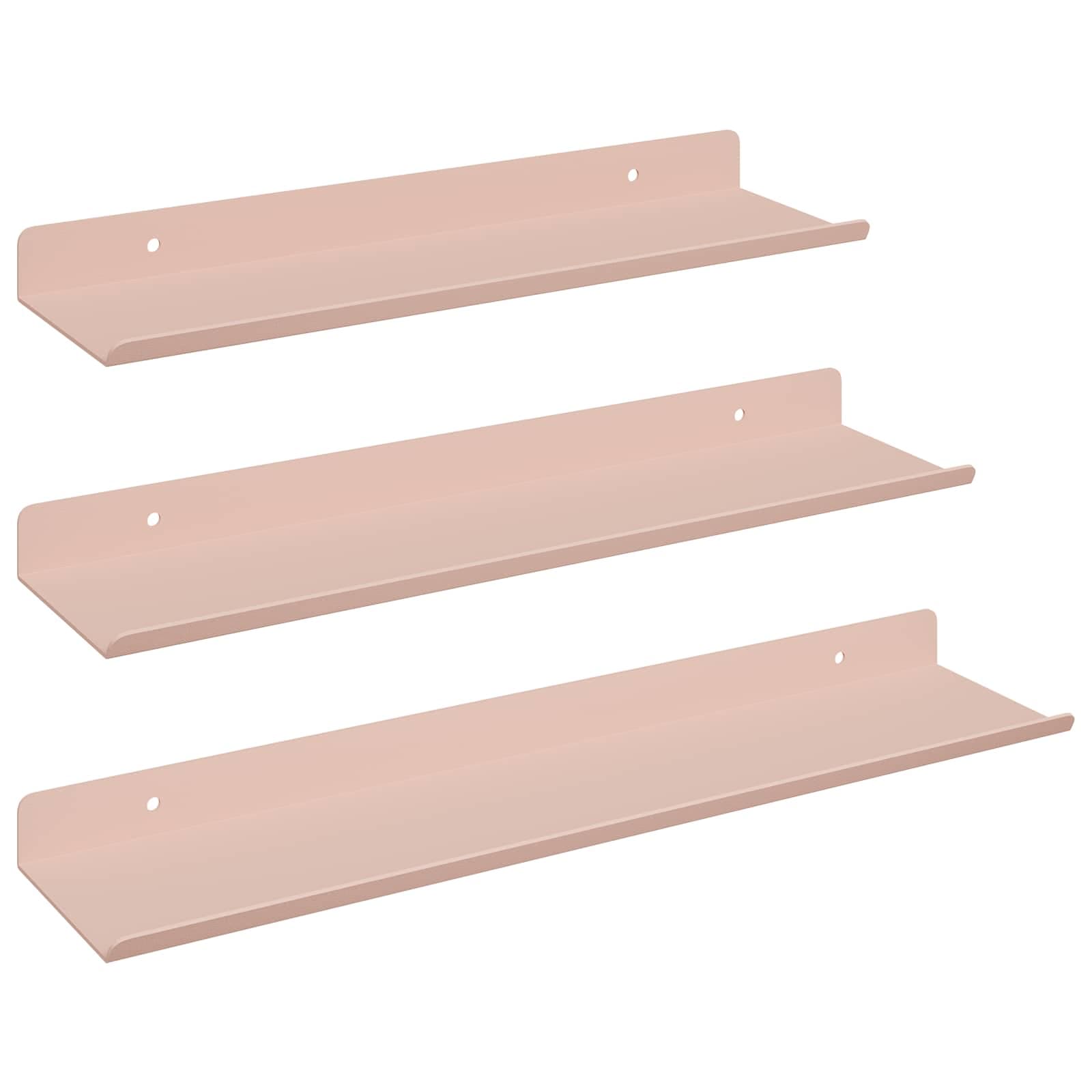 vidaXL Prateleira Flutuante 3 pcs Rosa 40 x 9 x 2,5 cm Aço