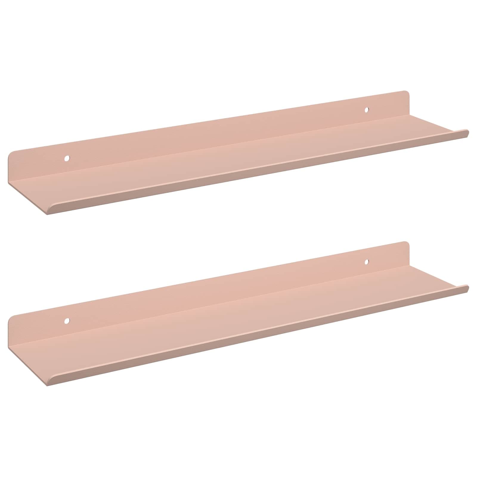 vidaXL Prateleira Flutuante 2 pcs Rosa 40 x 8,5 x 2,5 cm Aço