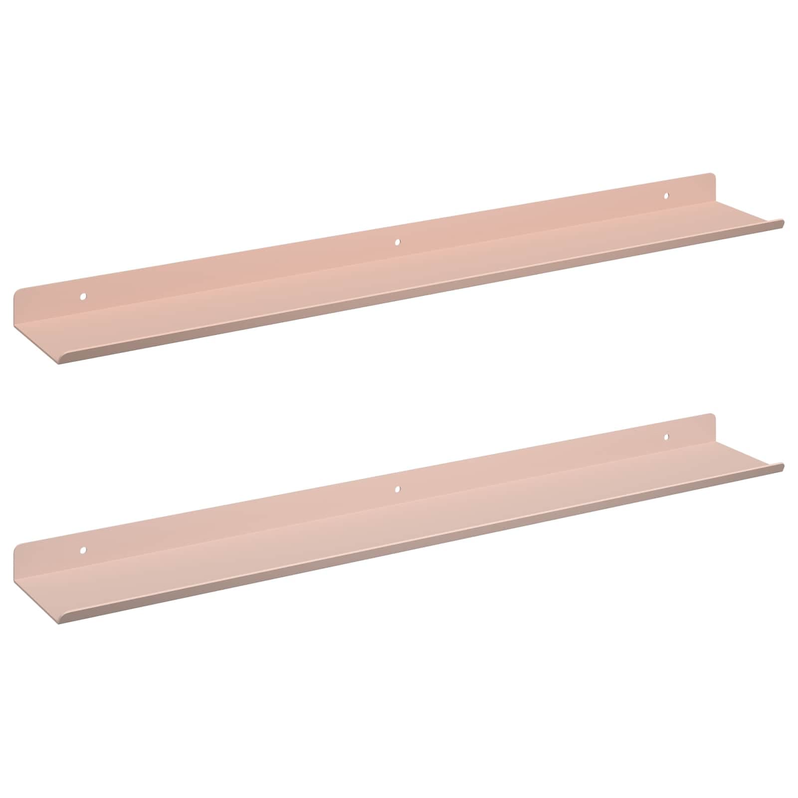 vidaXL Prateleira Flutuante 2 pcs Rosa 60 x 8,5 x 2,5 cm Aço