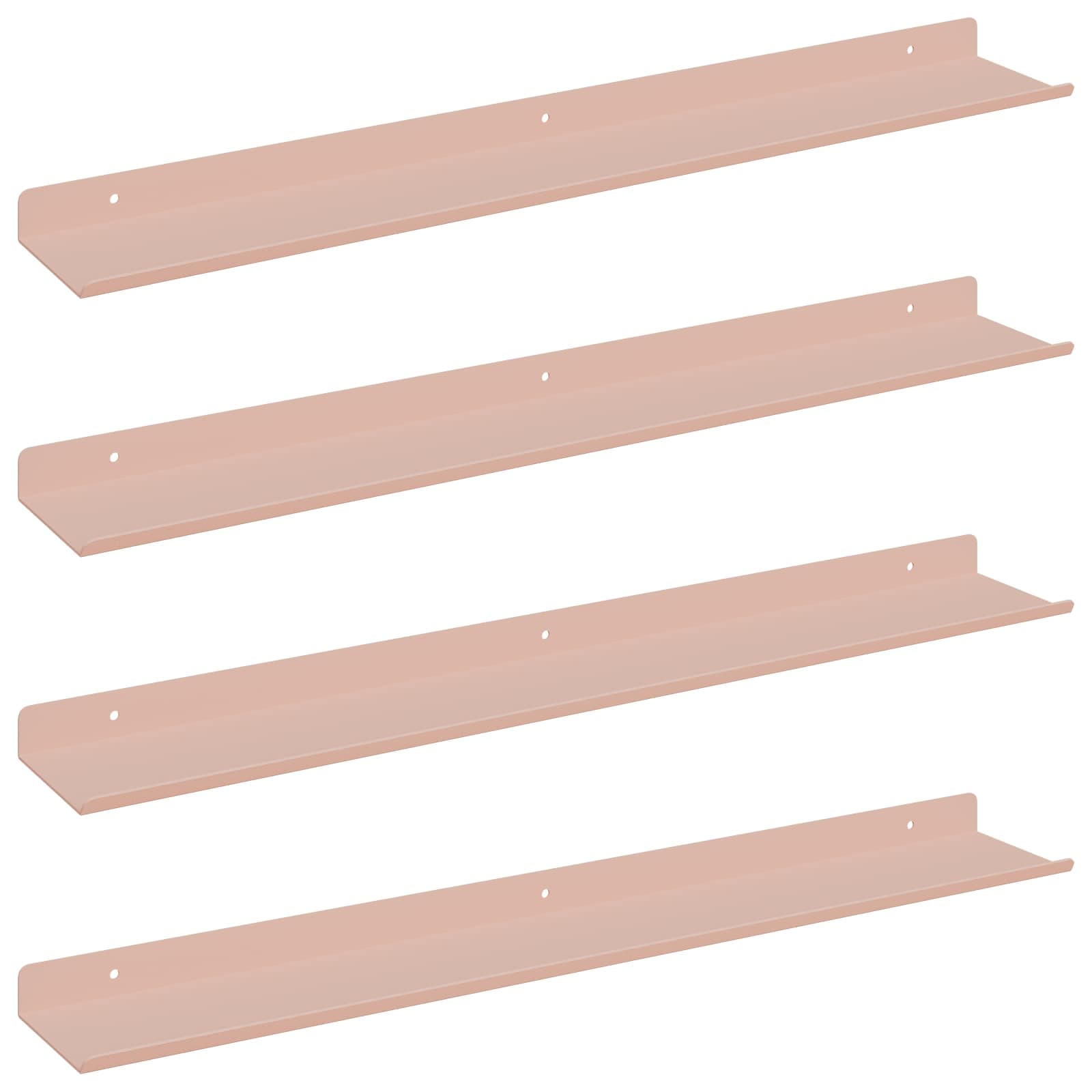 vidaXL Prateleira Flutuante 4 pcs Rosa 60 x 8,5 x 2,5 cm Aço