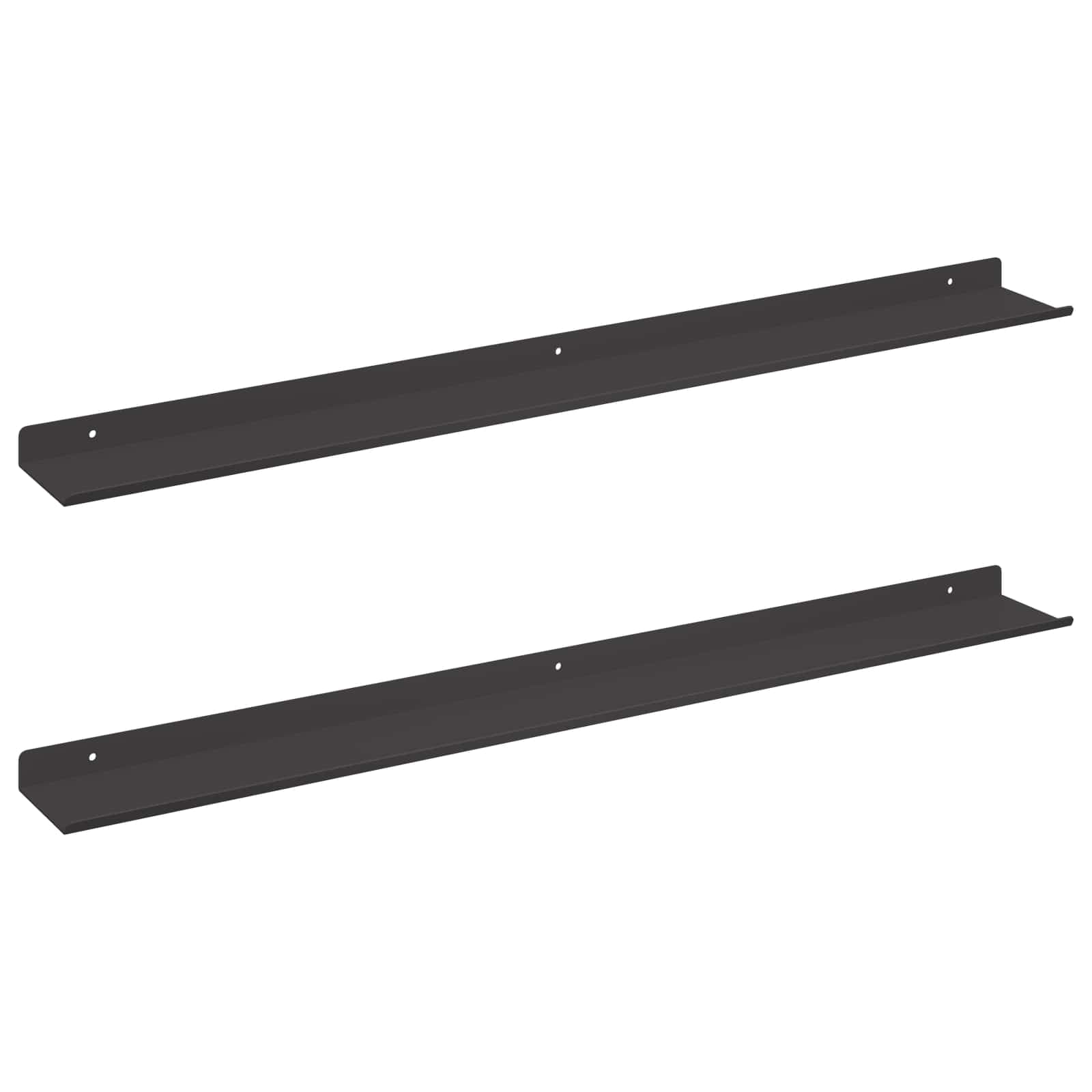 vidaXL Prateleira Flutuante 2 pcs Preto 80 x 9 x 2,5 cm Aço