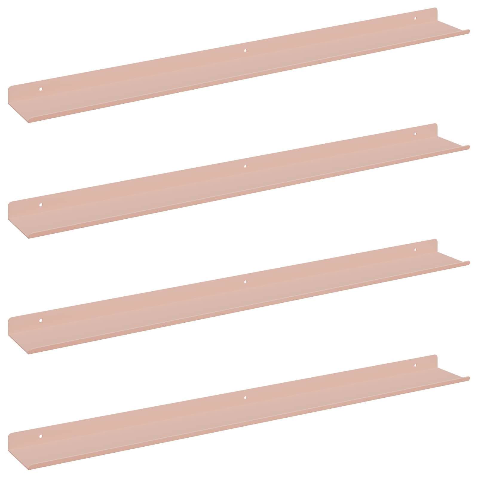 vidaXL Prateleira Flutuante 4 pcs Rosa 80 x 9 x 2,5 cm Aço