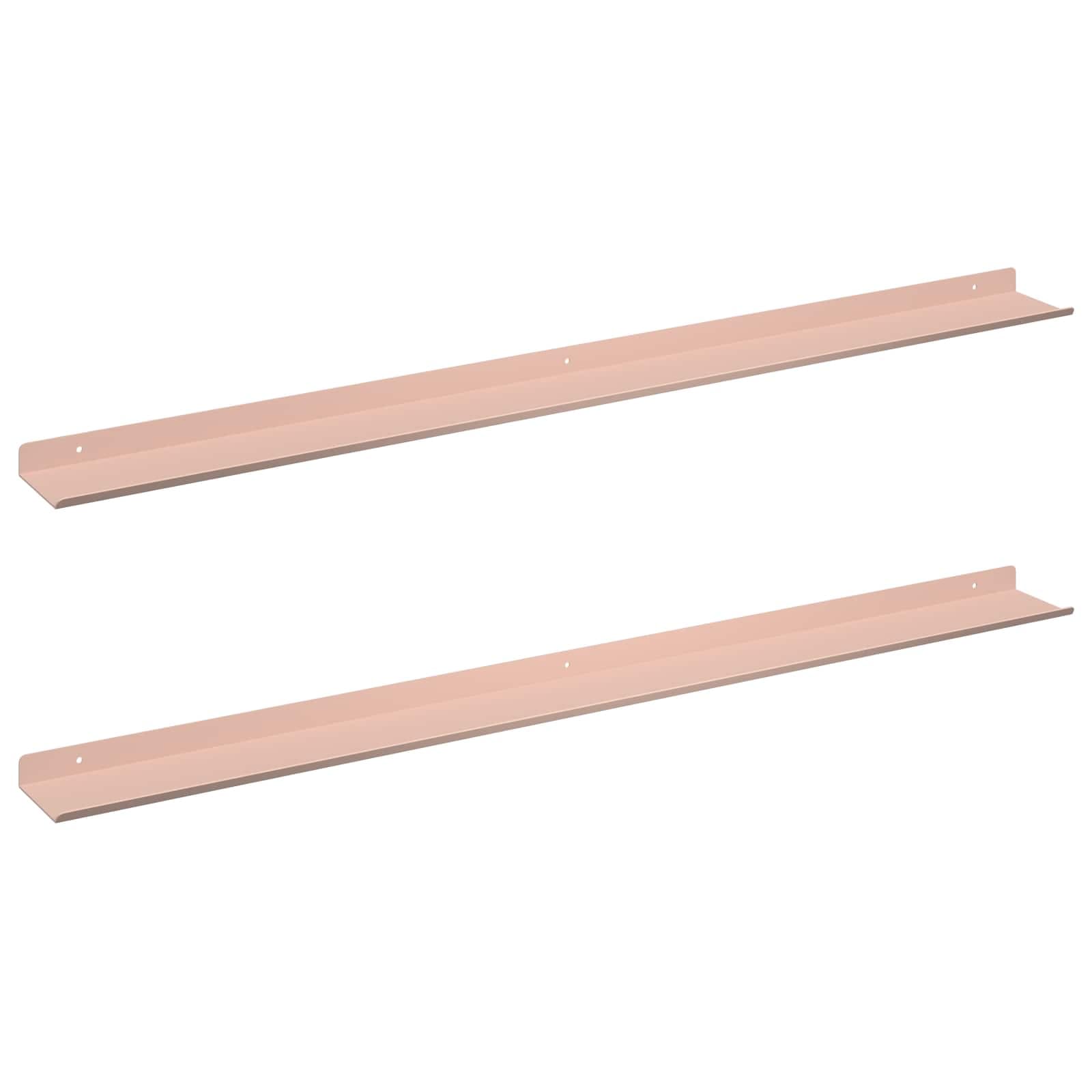 vidaXL Prateleira Flutuante 2 pcs Rosa 100 x 9 x 2,5 cm Aço