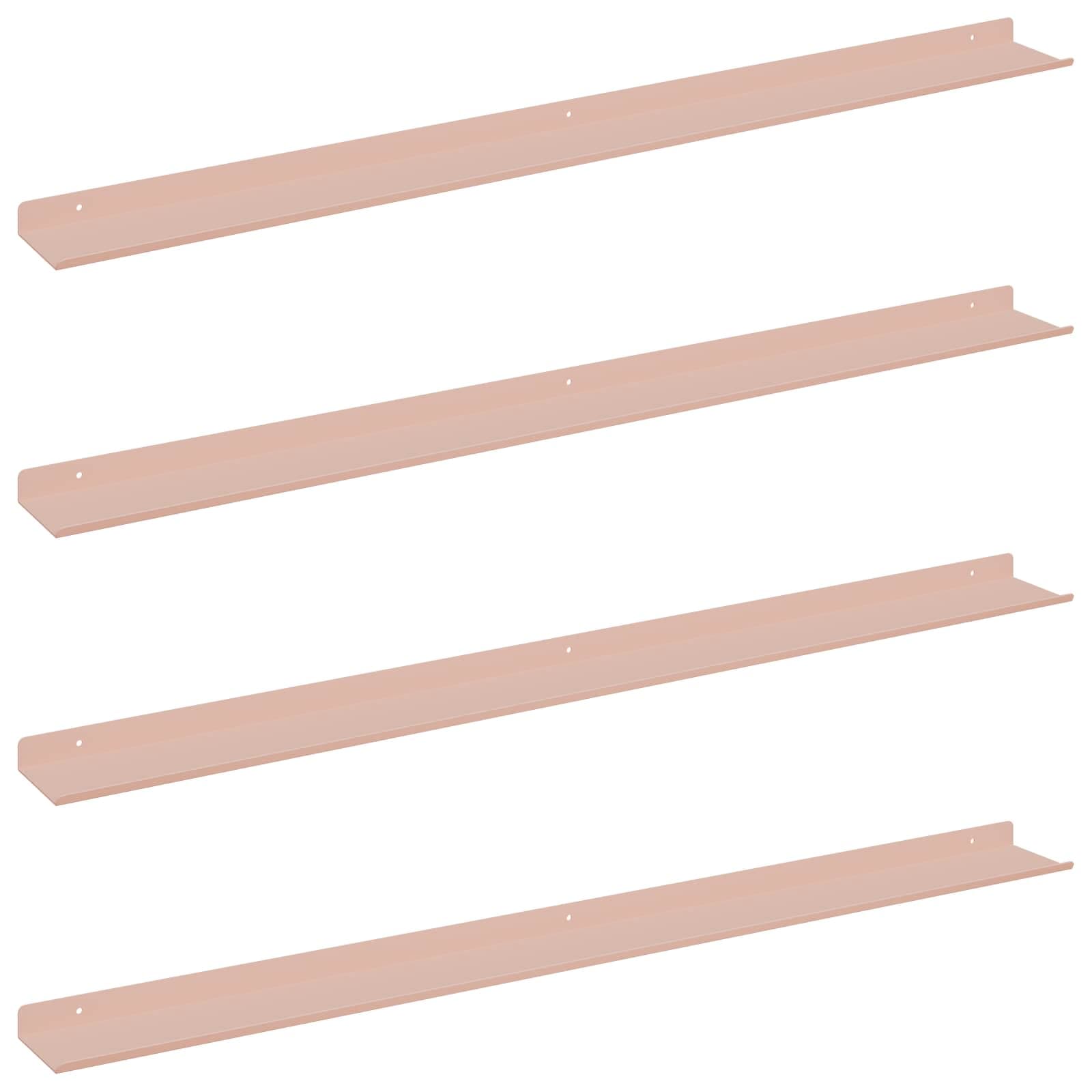 vidaXL Prateleira Flutuante 4 pcs Rosa 100 x 9 x 2,5 cm Aço