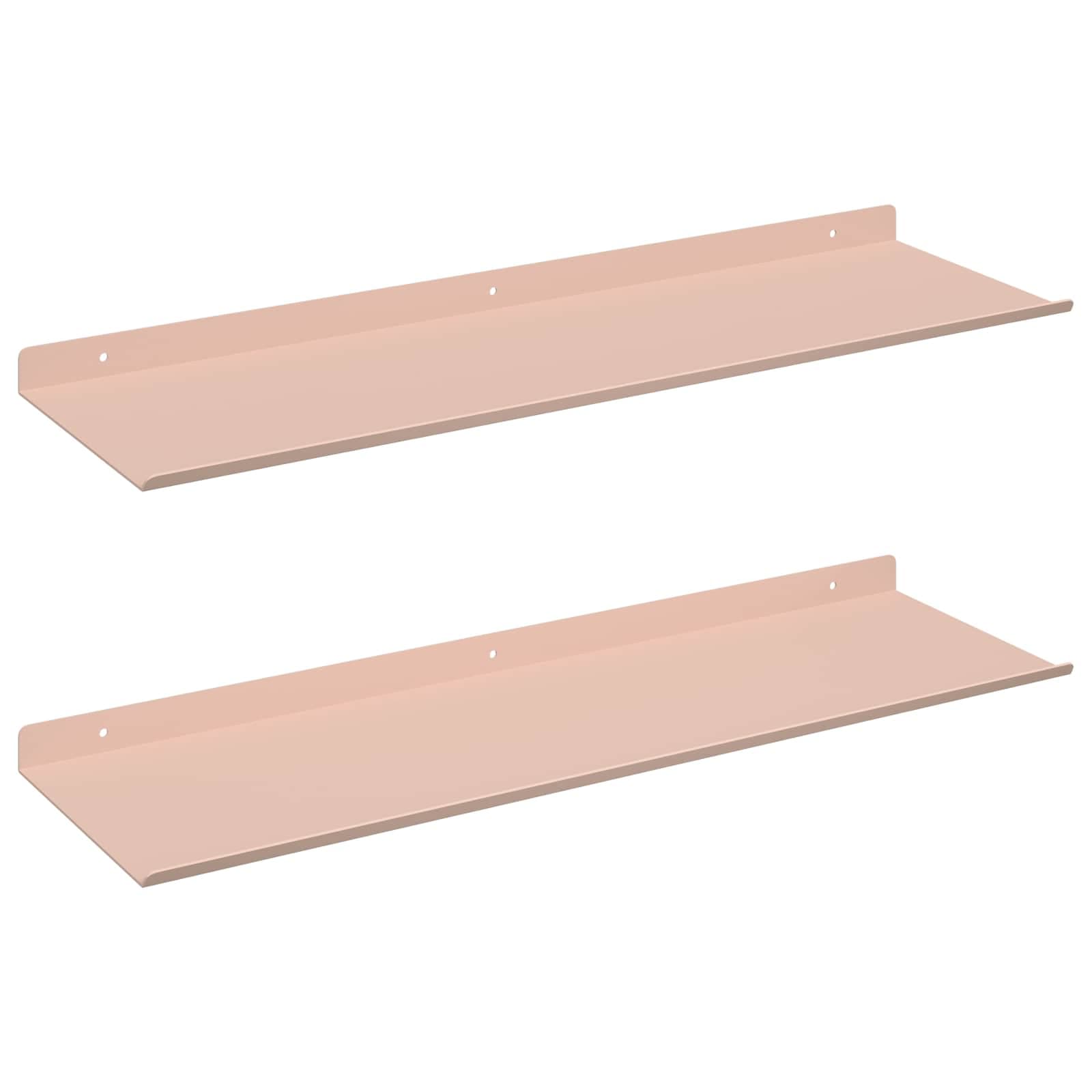 vidaXL Prateleira Flutuante 2 pcs Rosa 60 x 18 x 2,5 cm Aço
