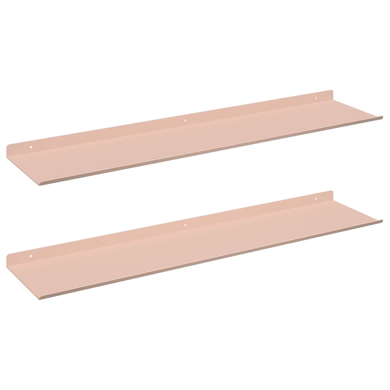 vidaXL Prateleira Flutuante 2 pcs Rosa 80 x 18 x 2,5 cm Aço