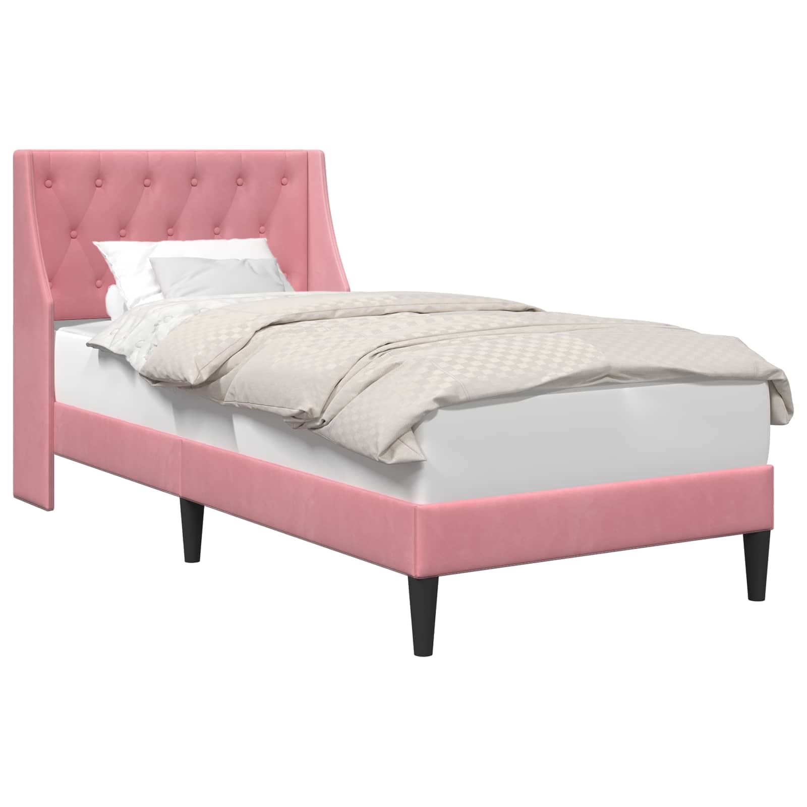 vidaXL Estrutura da Cama com cabeceira Rosa 90 x 200 cm Veludo