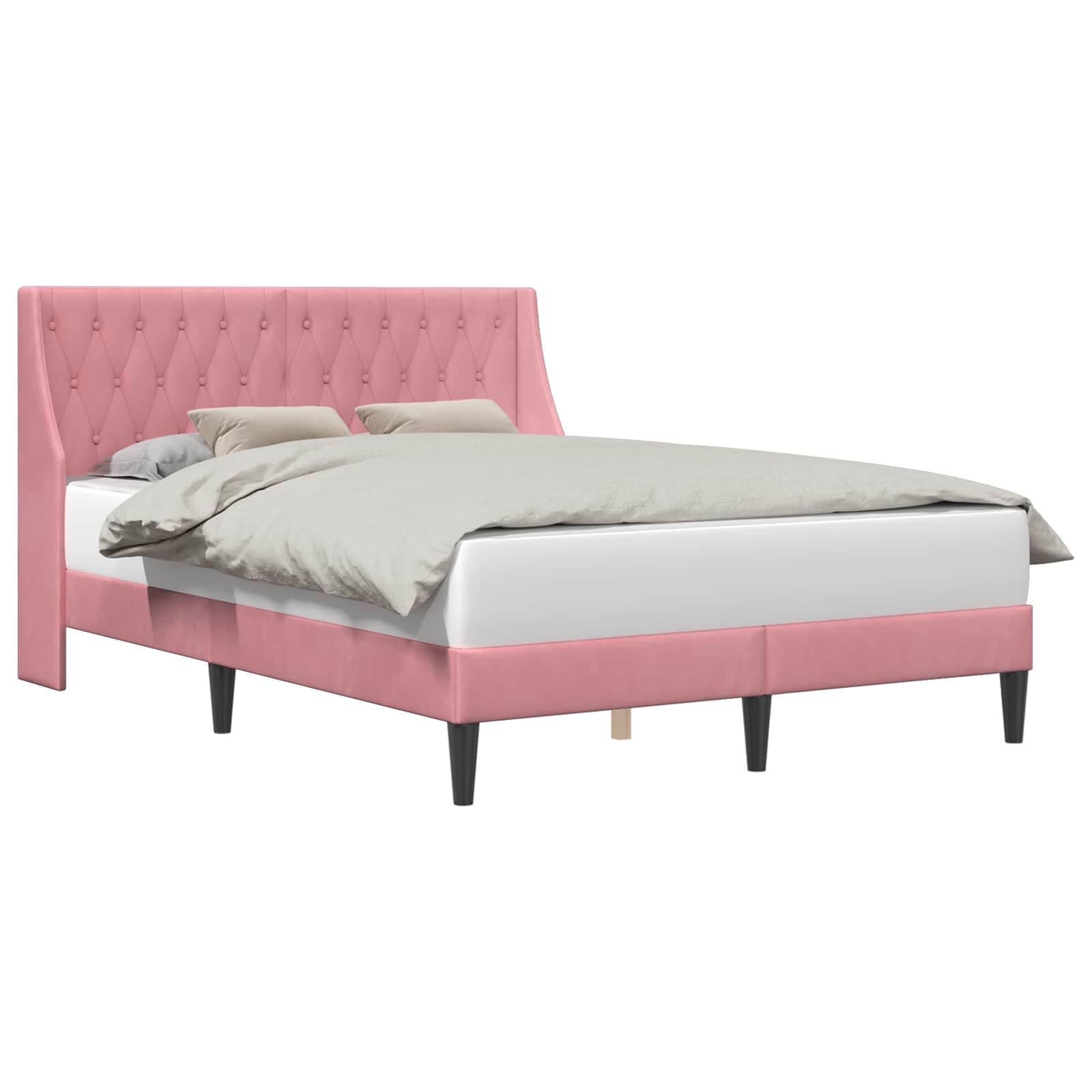 vidaXL Estrutura da Cama com cabeceira Rosa 120 x 200 cm Veludo