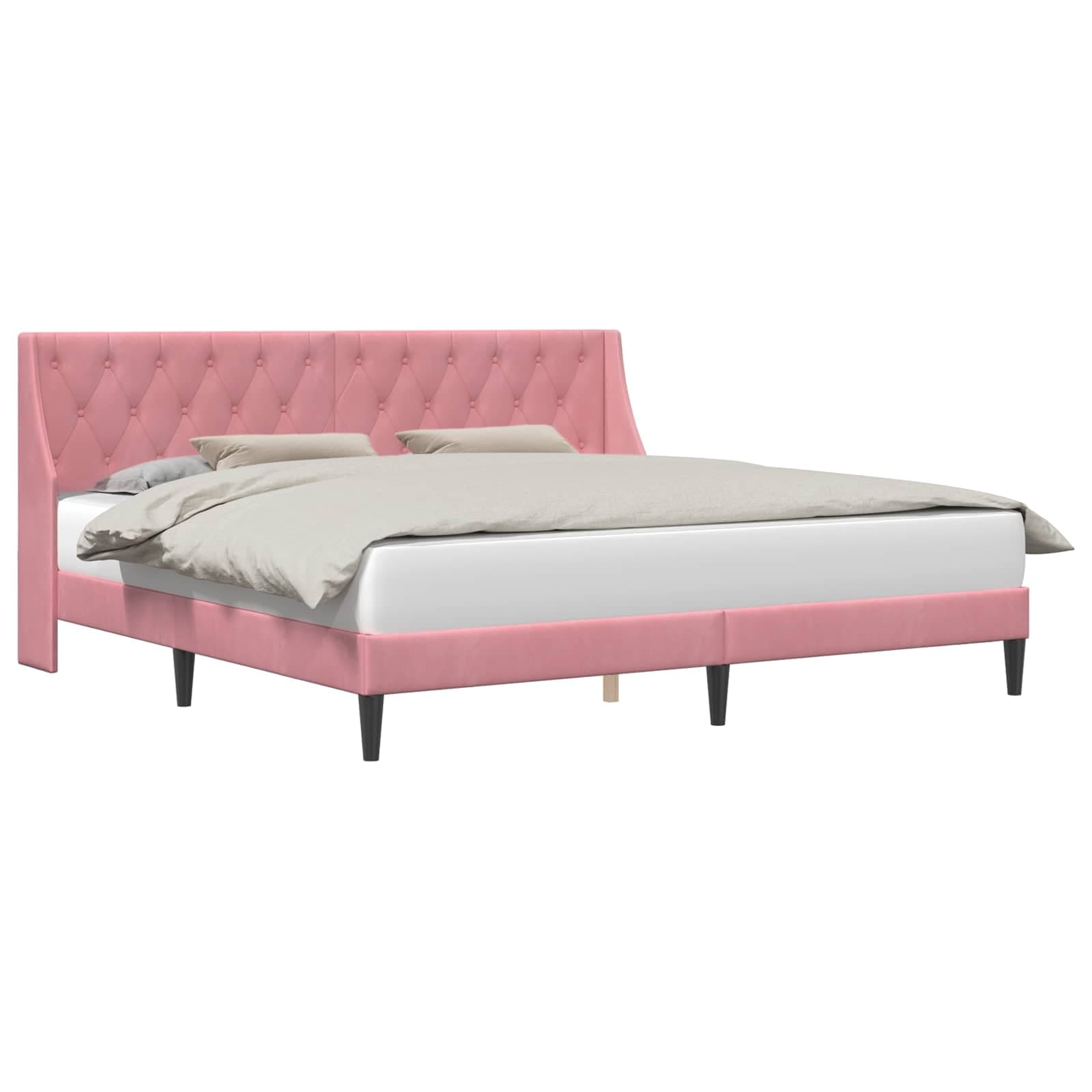vidaXL Estrutura da Cama com cabeceira Rosa 200 x 200 cm Veludo