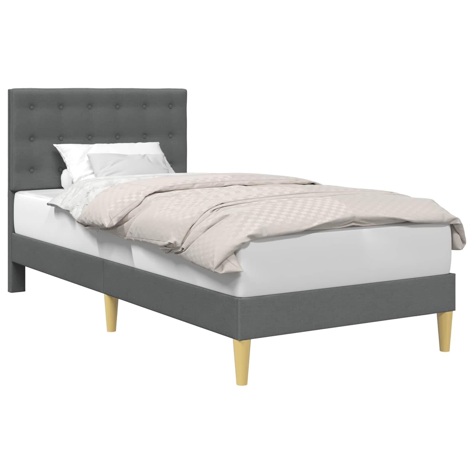 vidaXL Estrutura da Cama Cinzento-Escuro 90 x 200 cm Tecido