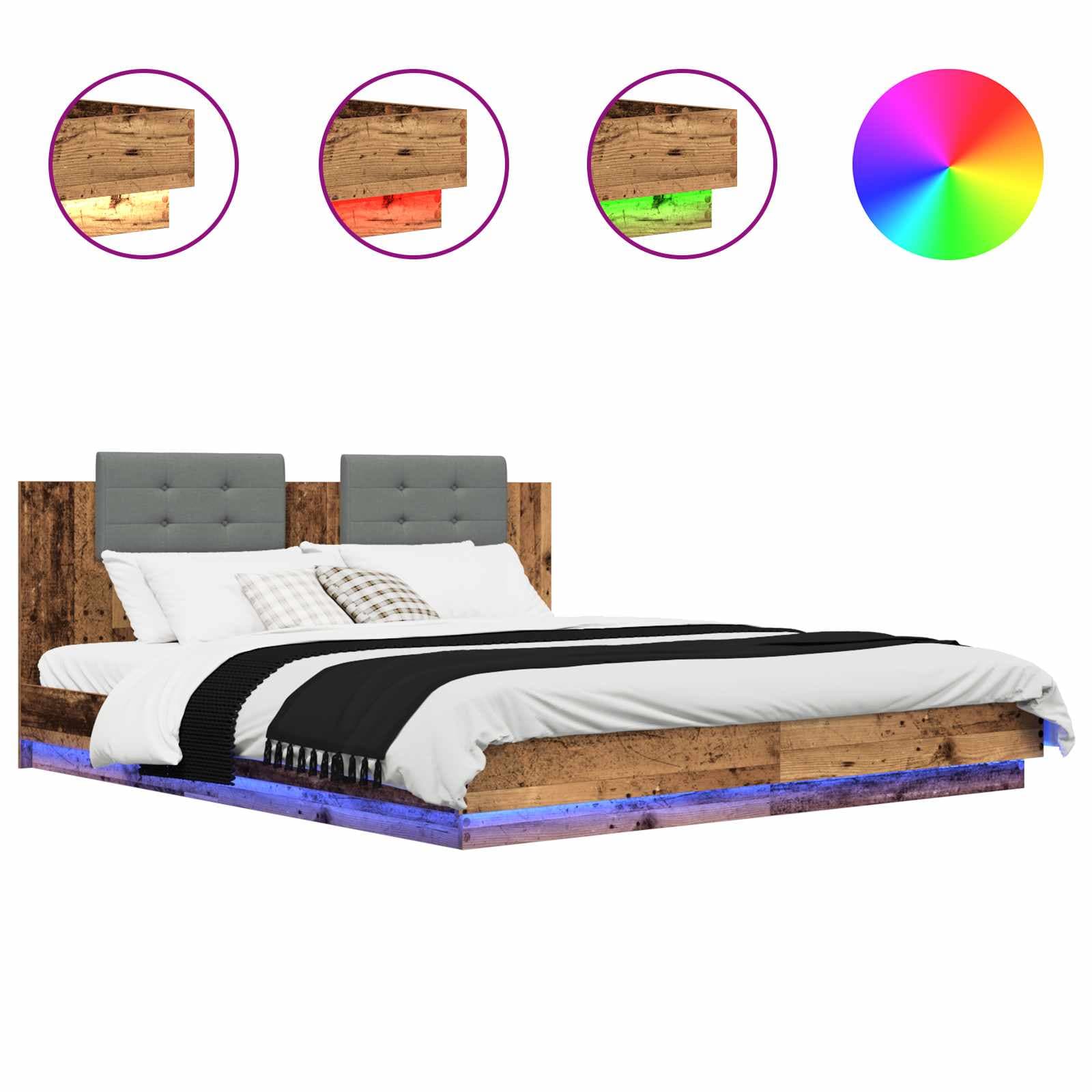 vidaXL Estrutura de Cama com Cabeceira Madeira Antiga 200 x 200 cm