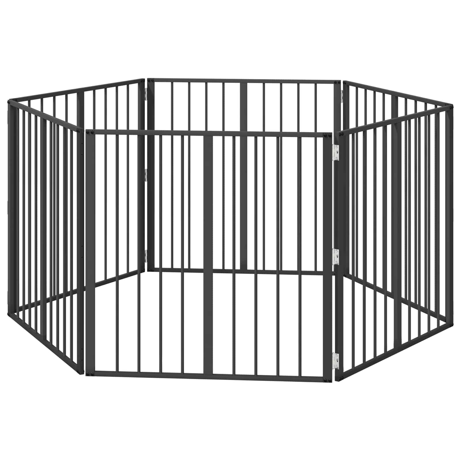 vidaXL Portão para Cachorros 6 pcs Preto 80 x 80 cm Aço Galvanizado